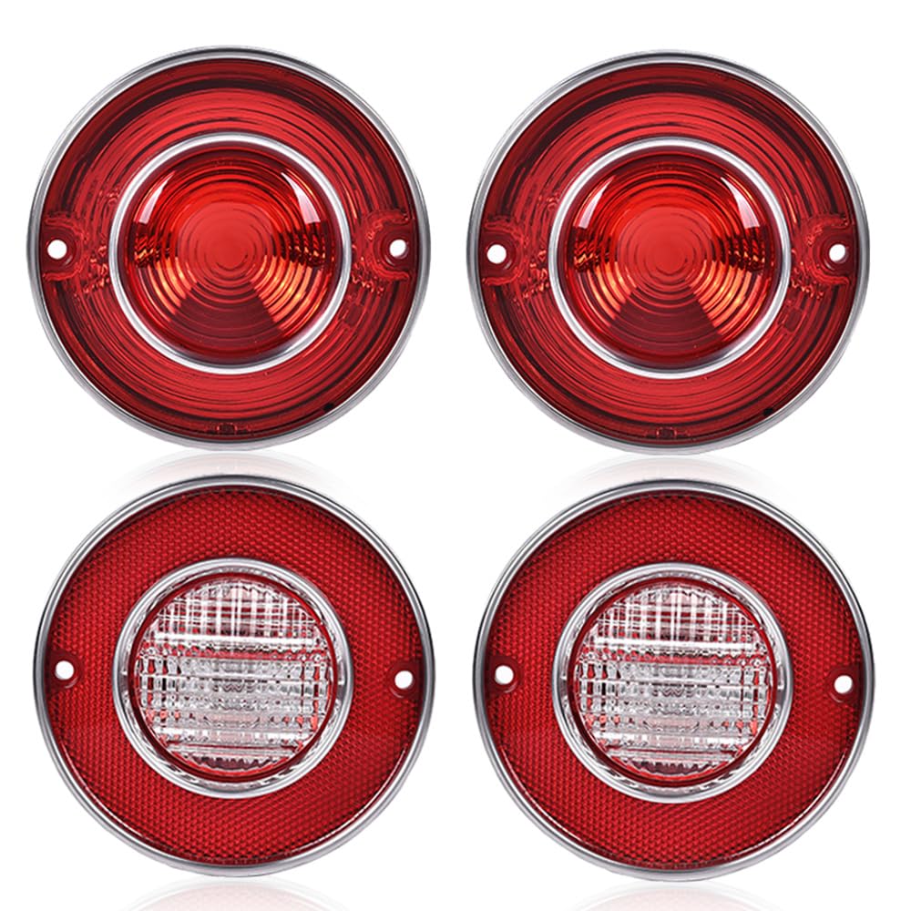 LQI Tail Lights w/Backup Lights Compatible with Chevy Corvette 1975-1979 4PCS Rear Brake Lamps Assembly Luces traseras, Red Lens
