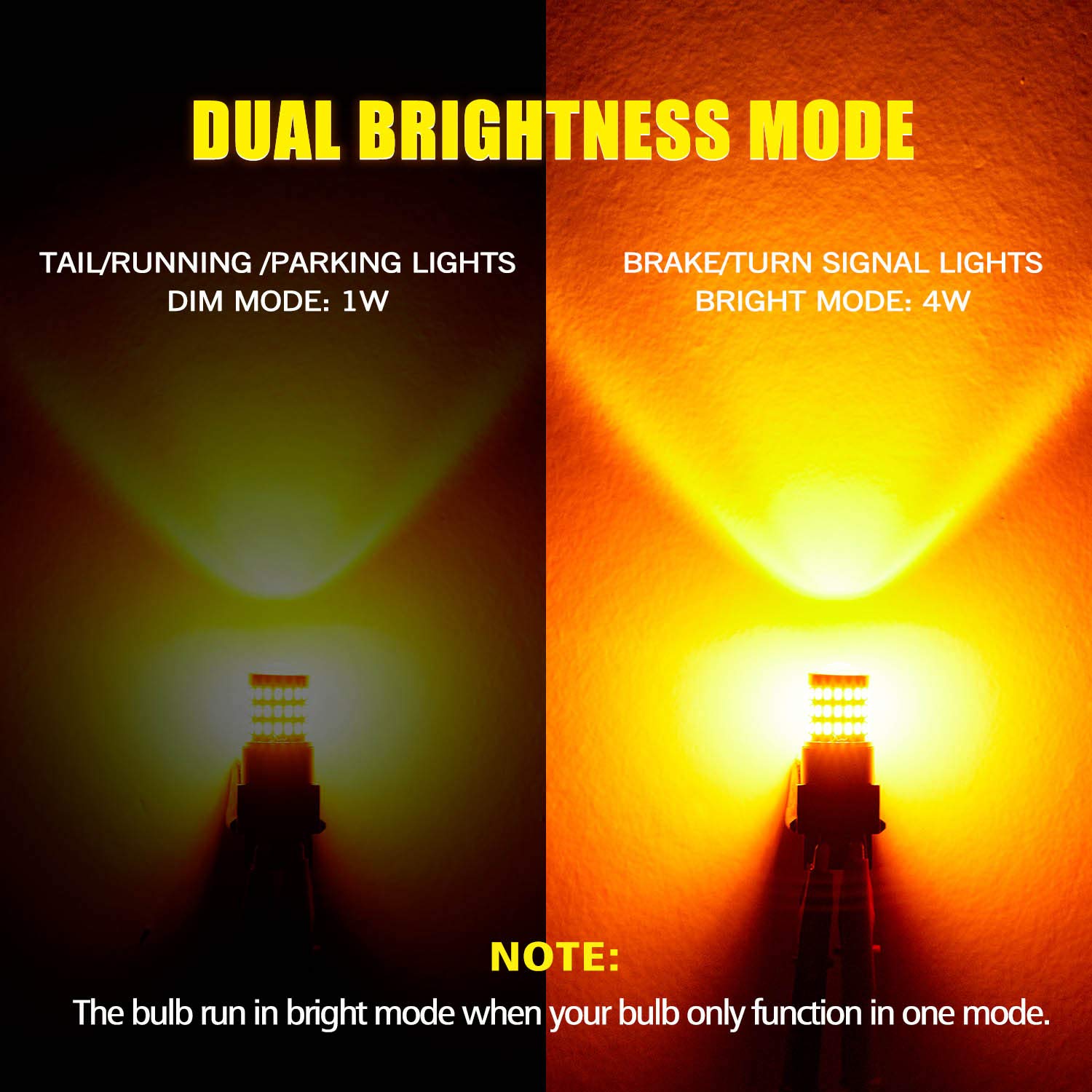Auxlight 3157 3156 4157 3057 3357 Led Bulbs, Ultra Bright 57-Smd Led Replacement For Turn Signal Blinker Lights, Brake/Tail Lights, Parking/Running Lights, Amber Yellow (Pack Of 2)