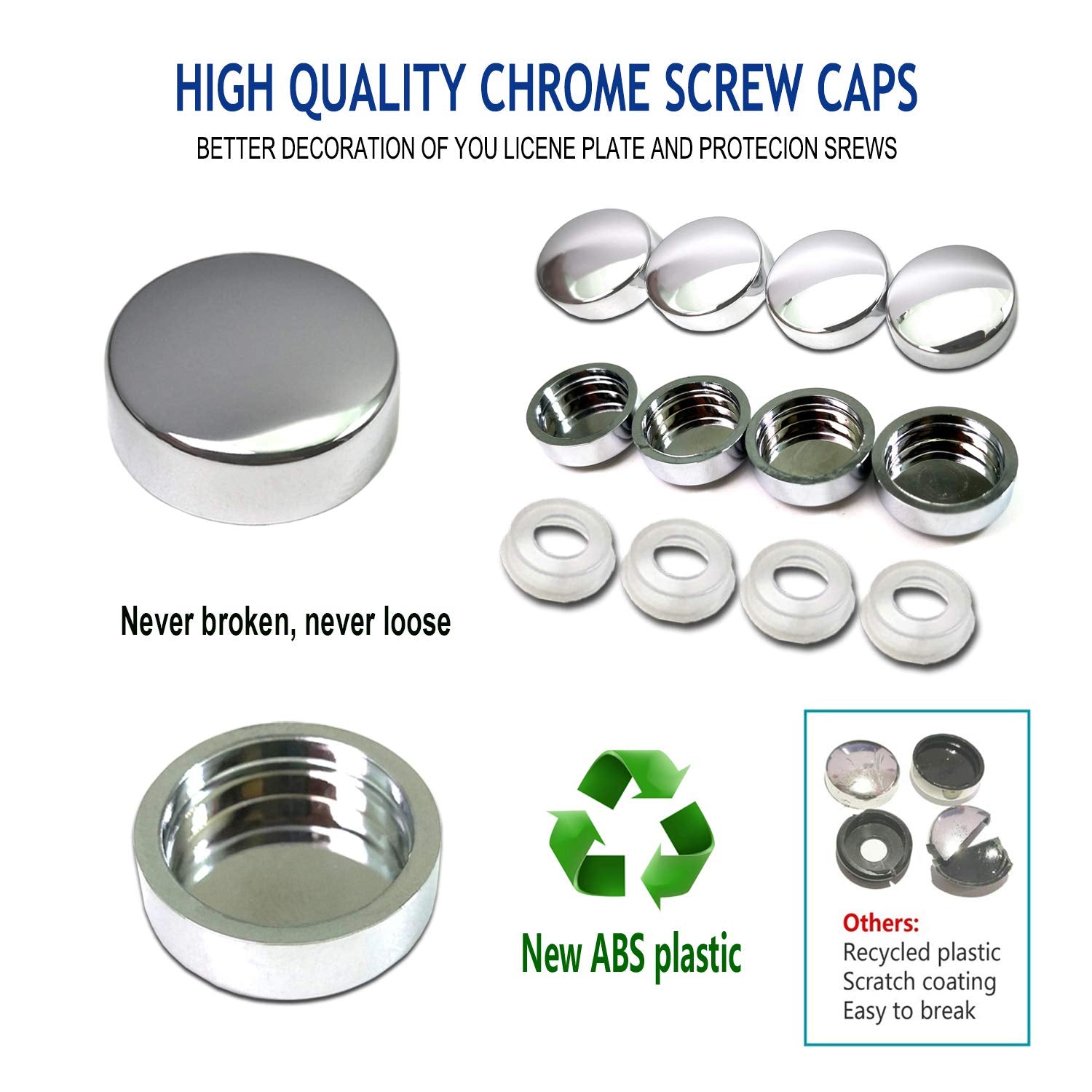 Zxfoog Anti Theft License Plate Screws- Stainless Steel Bolts Fasteners Kits For Car Tag Frame Holder, Tamper Resistant Mounting