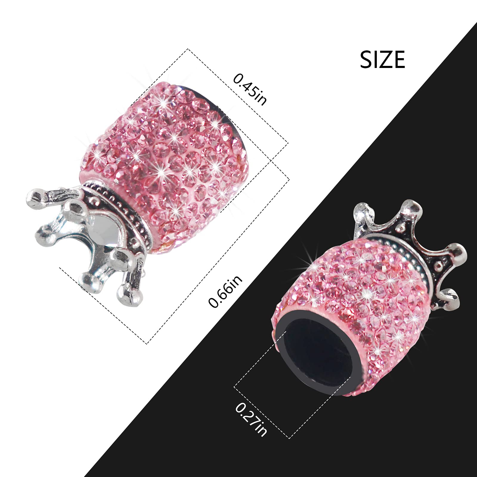 Sikawai Crown Bling Valve Stem Caps Tire Caps Sparkling Handmade Crystal Rhinestone Universal Car Tire Valve Caps Chrome,Attract