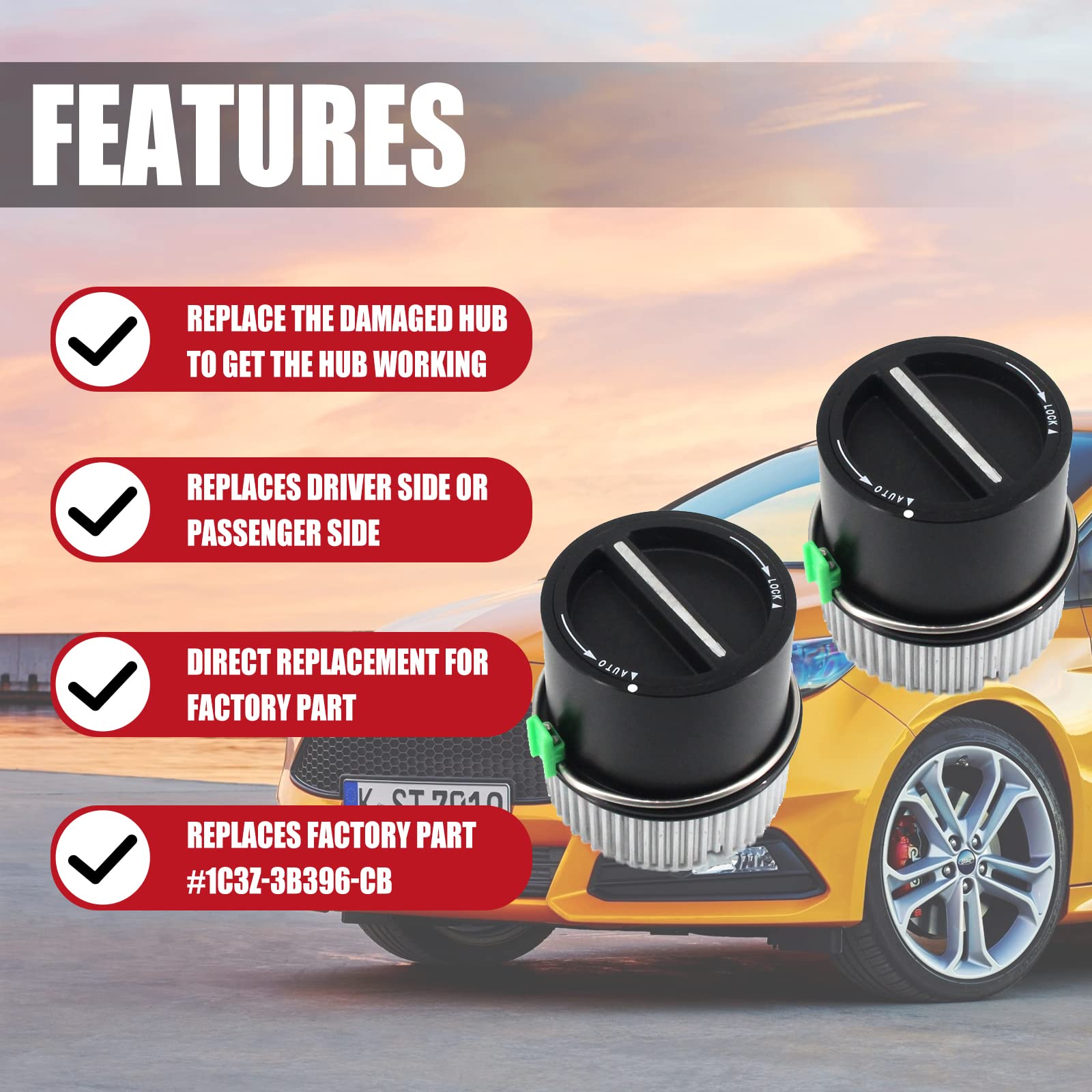 FEXON 4WD Auto Locking Hub Kits for 1999-2004 Ford F250 F350 F450 F550 & 2000-2005 Excursion, Plastic, Replacement Pair