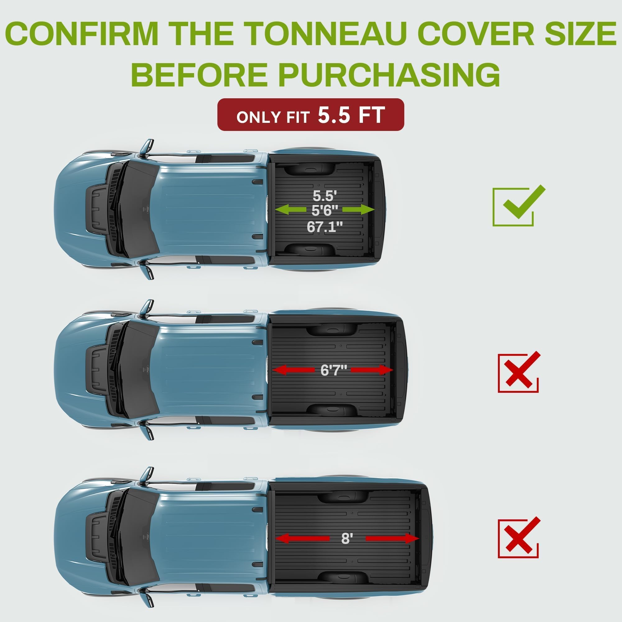 Autosaver88 Soft Tri-Fold Truck Bed Tonneau Cover Compatible With 2015-2025 Ford F-150 F150 (Excl. Raptor Series) 5.5Ft Bed
