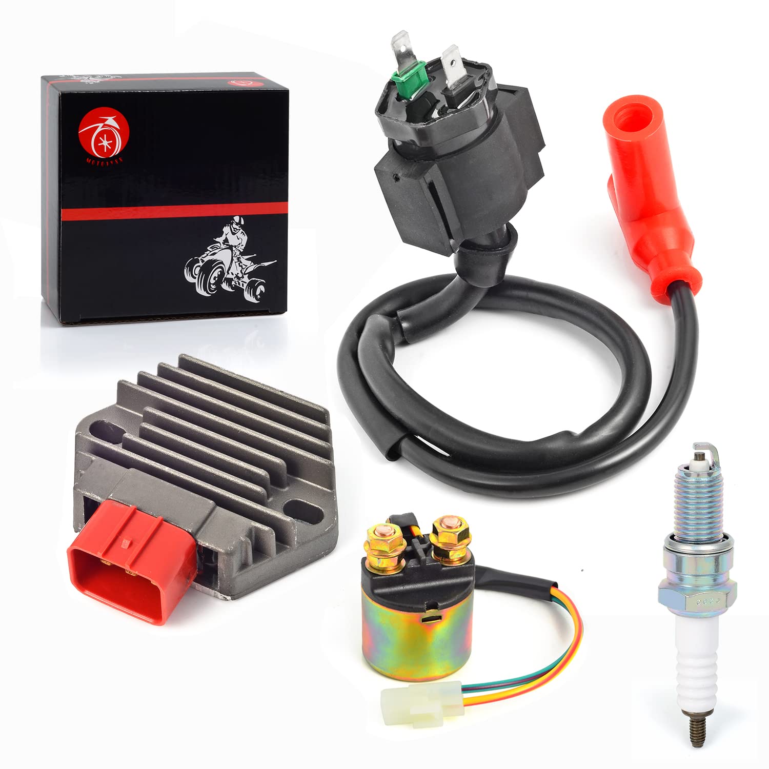 MOTO1988 Regulator Rectifier & Relay Ignition Coil Kit for Honda Rancher 350 & Foreman 450 1997-2006, Model 31600-HM7-003