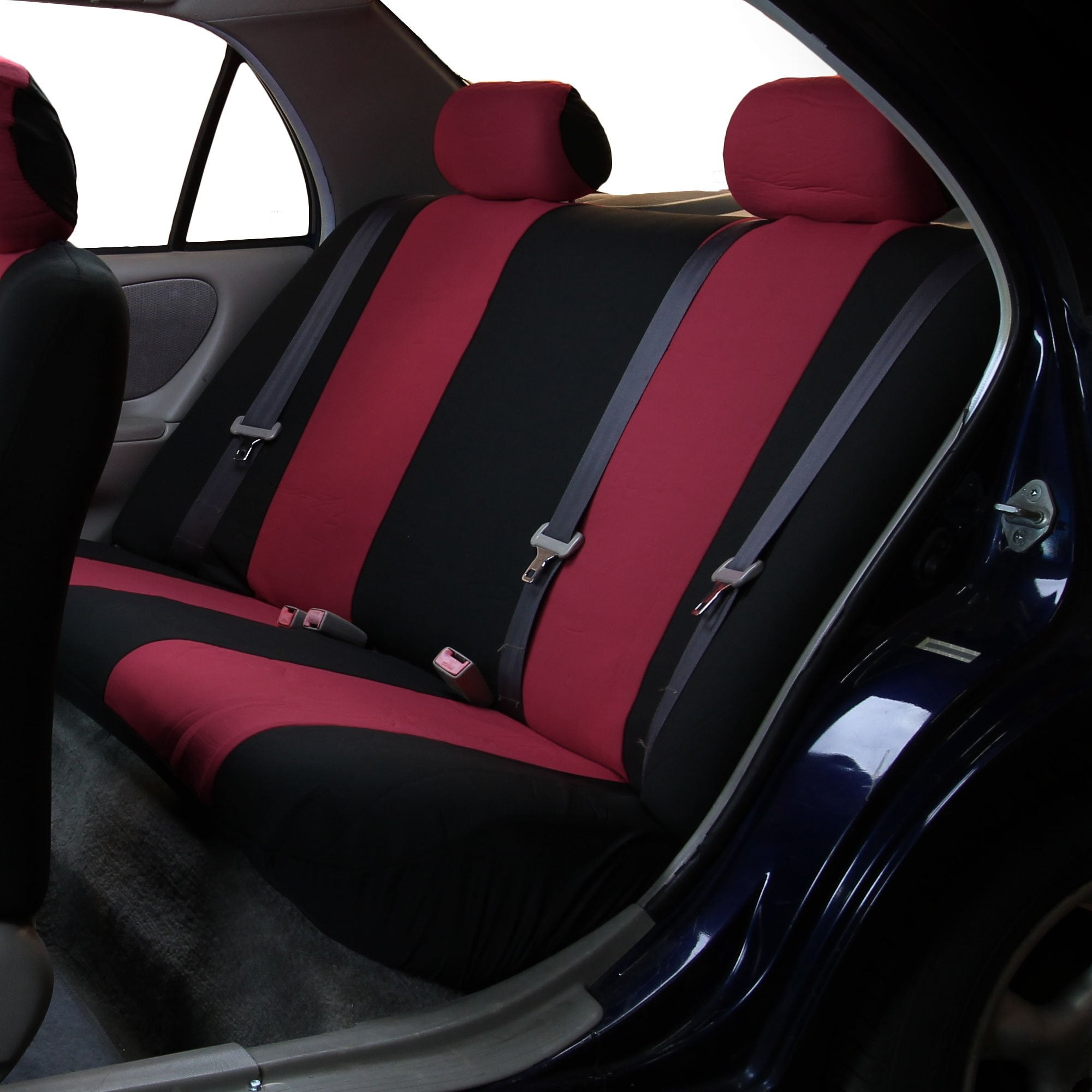 Fh Group Car Seat Cover For Back Seat Burgundy Cloth - Universal Fit Rear Seat Covers For Cars With Solid Bench, Car Seat Protec