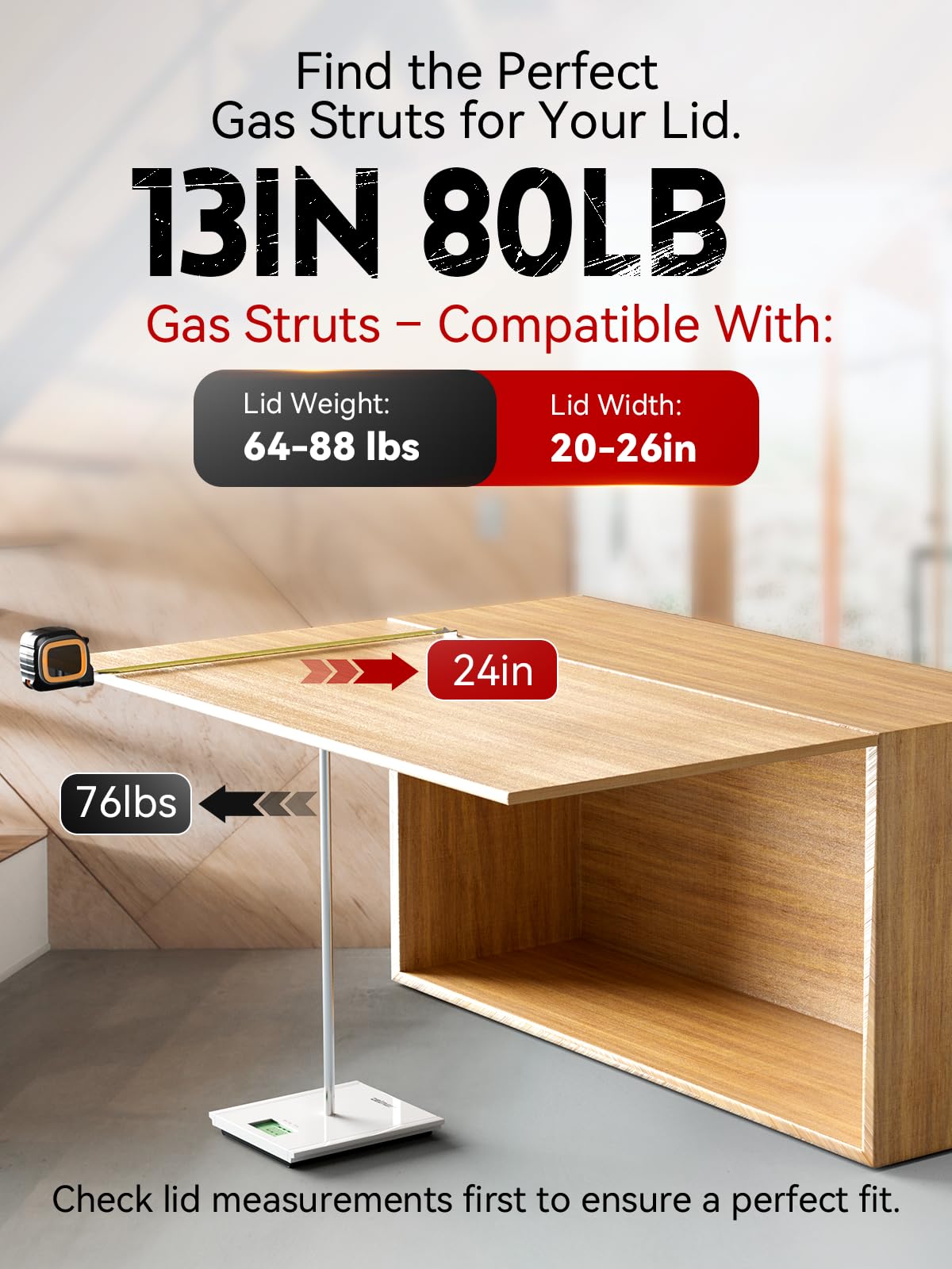 Vepagoo 13 Inch 80Lb/356N Gas Struts Shock With Mounting Brackets, Lift Supports For Toolbox Boat Hatch Cabinet Storage Box Cove