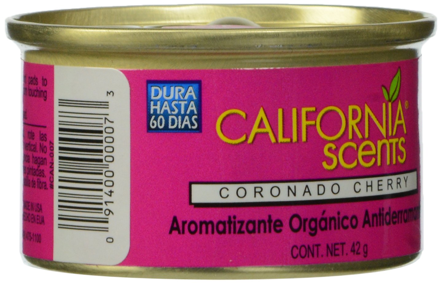 California Scents Spillproof Organic Air Freshener, Coronado Cherry, 1.5 oz Cannister, Red, Model #CAN-016