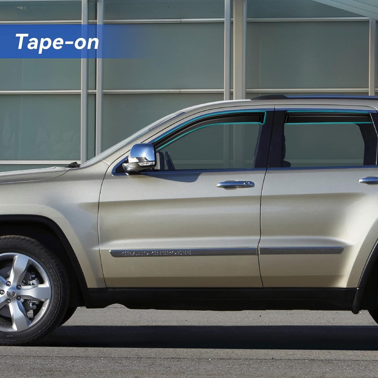 Window Visors Rain Guards Shield for 2011-2021 Jeep Grand Cherokee, Out-Channel Window Vent Wind Deflectors Visors Shades for 11