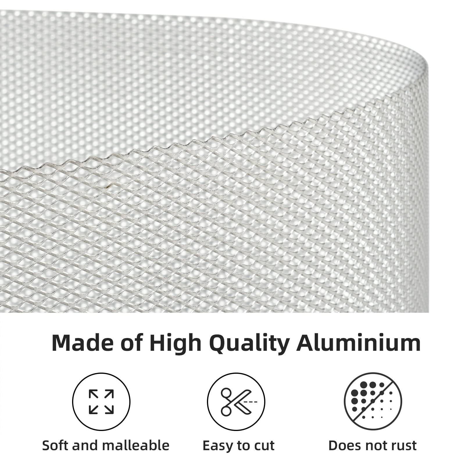 AggAuto Car Grill Insert, Silver Aluminum Bumper Vent, 47x16 inches, 4x8mm Rhombus, Model LLX120408SV