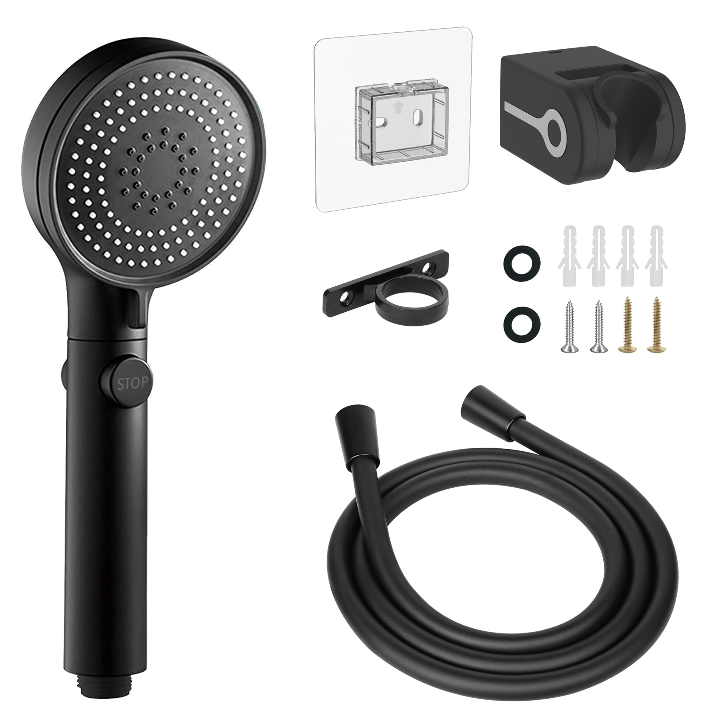 Rv Shower Head With Hose, High Pressure Shower Head With Handheld On Off Switch, Travel Trailer, Motorhome And Boat And Camper Must Have Rv Accessories Replacement Part, Matte Black