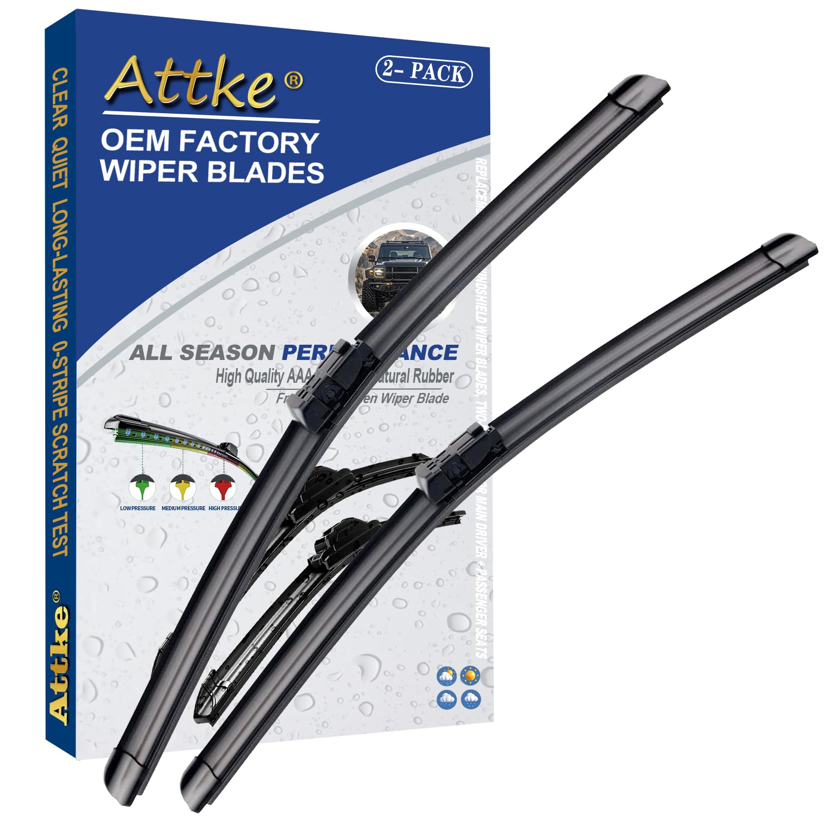 Attke Front Windshield Wiper Blades For Volkswagen Tiguan 2009-2017/Gmc Acadia 2007-2012,Genuine Replacement Wiper Blade Set 24'