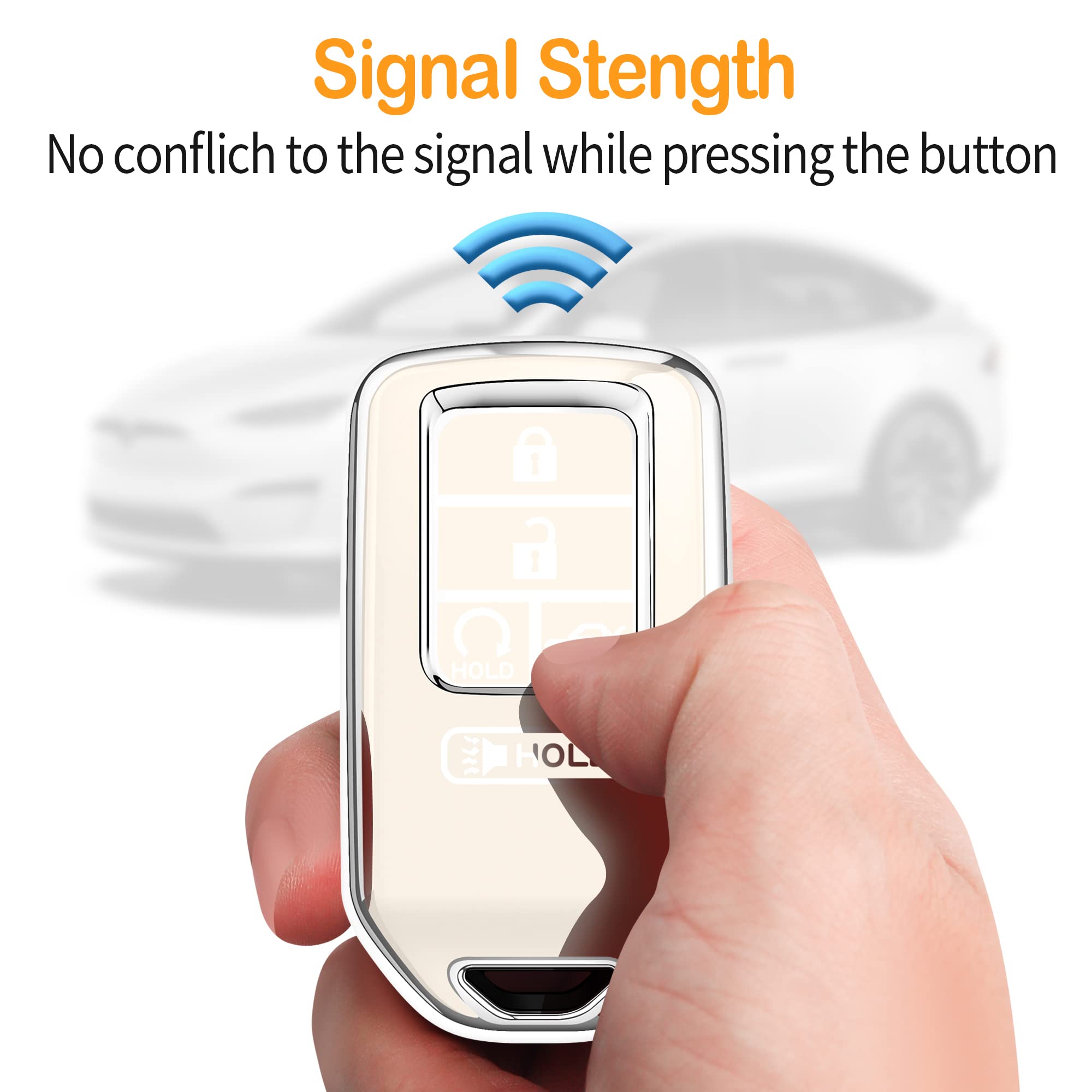 Sindeda For Honda Key Fob Cover With Leather Keychain,Soft Tpu Full Key Shell Protection,Key Fob Case Compatible Honda Accord Ci