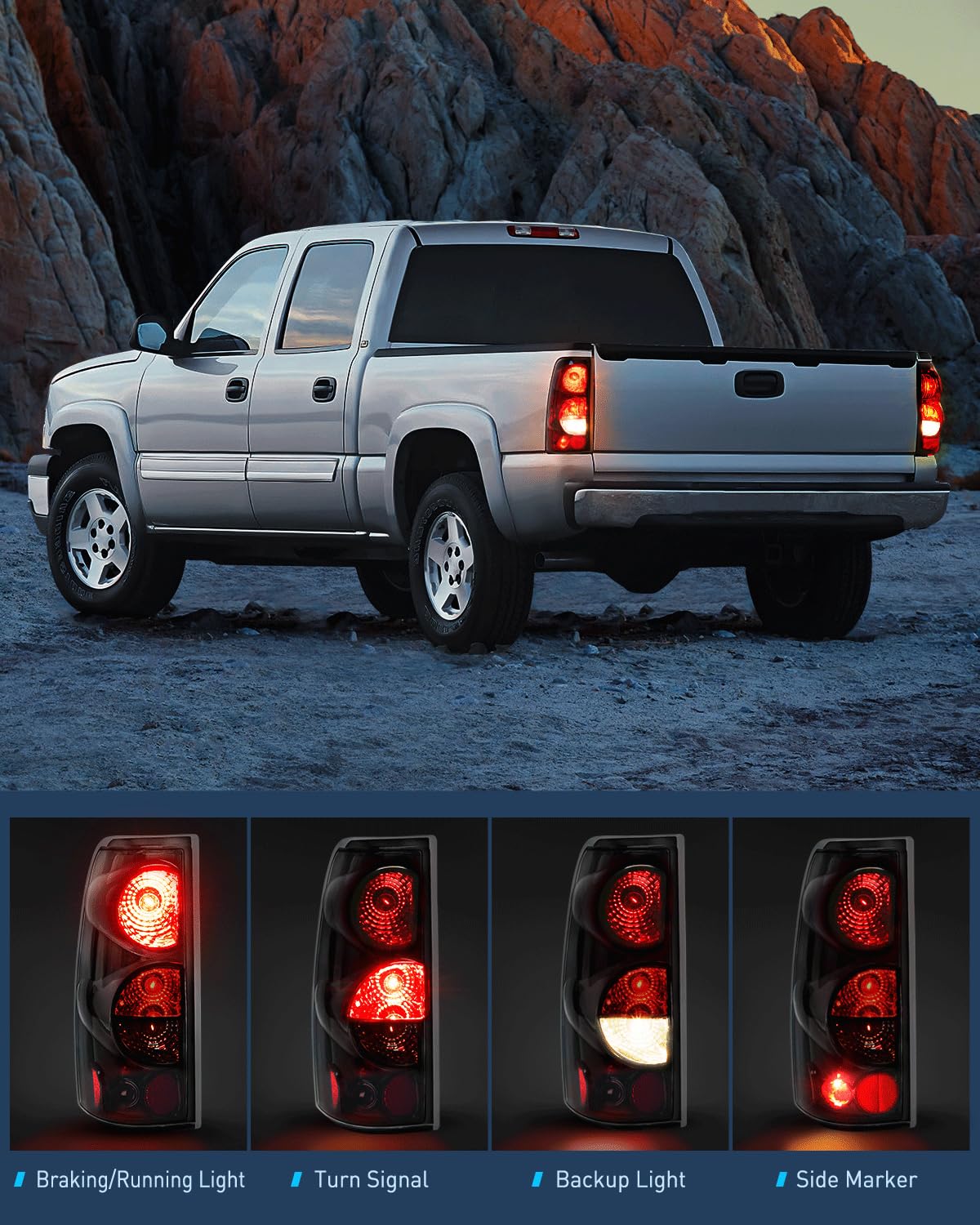 Nilight Taillight Assembly For 1999 2000 2001 2002 2003 2004 2005 2006 2007 Chevy Silverado 1500 2500 3500 1999-2002 Gmc Sierra