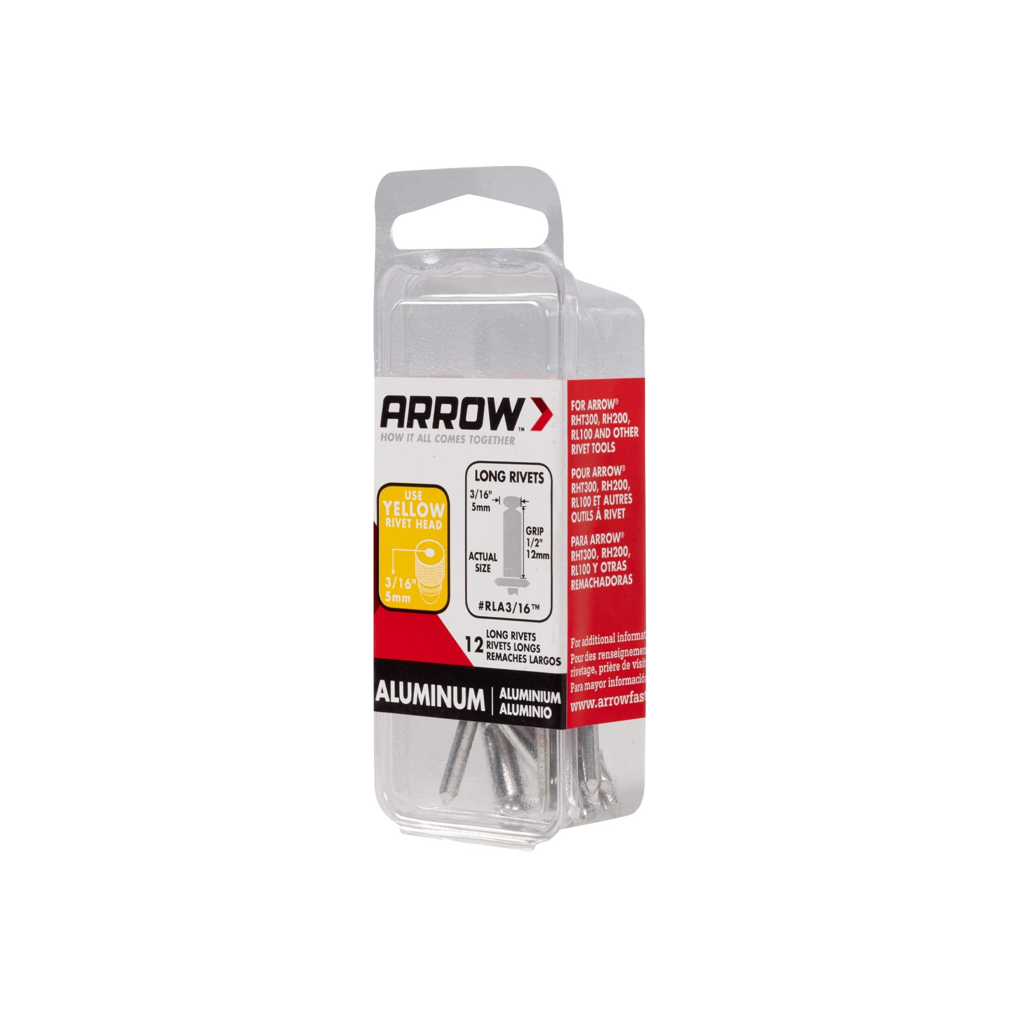 Arrow Rlfa3/16Ip Long Large Flange Aluminum Pop Rivets For Metal, Fabric, Leather, And Auto Repair, 3/16-Inch, 30-Pack