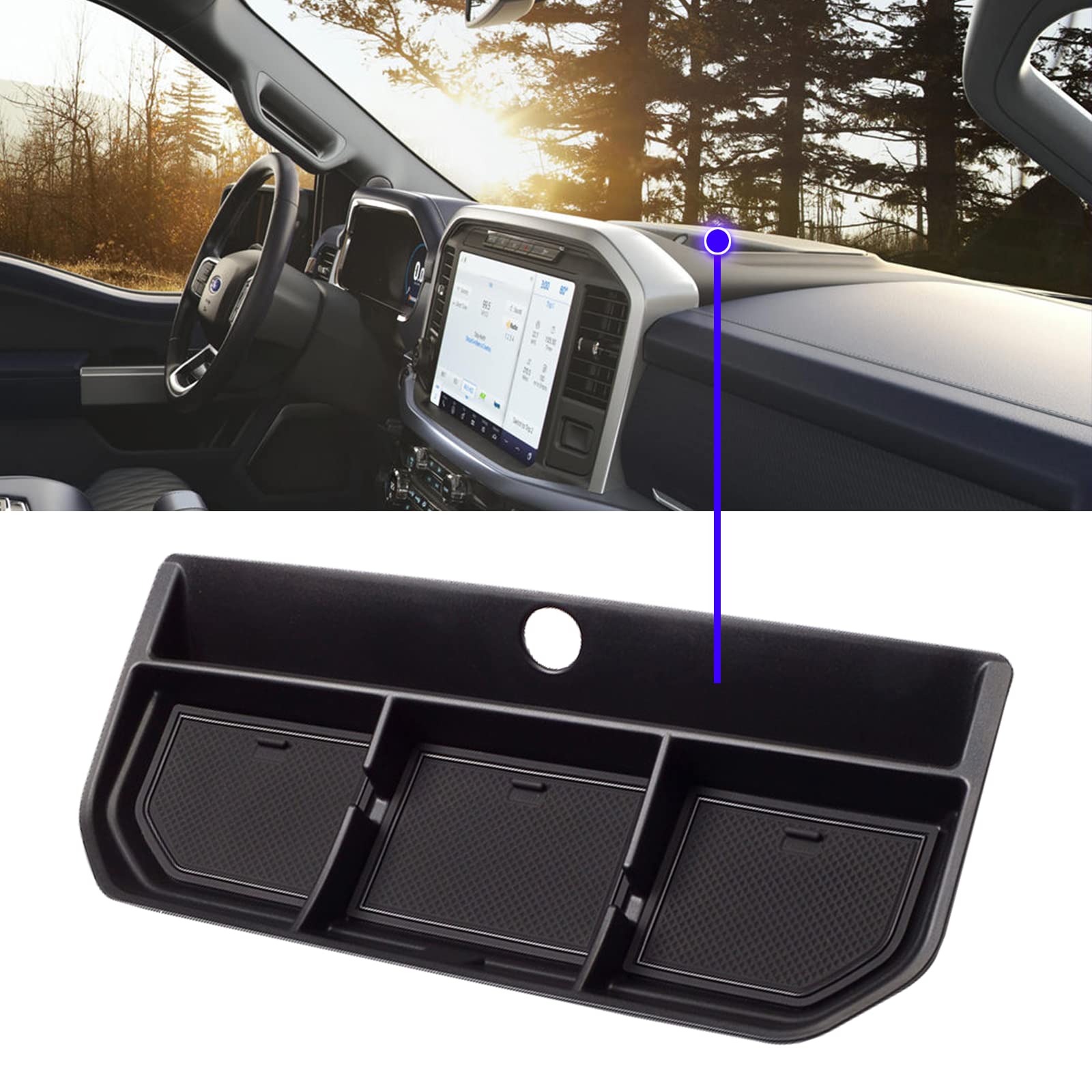 XXCIWP Center Console Dash Storage Tray for 2021-2024 Ford F150 - ABS Plastic, Sunglass Holder, 2324Dash Tray, Model ZBDBSBFORDF150
