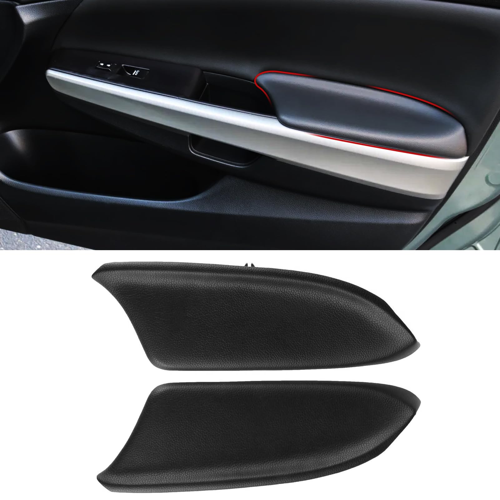 Apeser Compatible With Honda Accord Door Panel Armrest Lids Cover 2008-2012,2 Pcs Pu Leather Front Inner Door Panel Armrest Cove