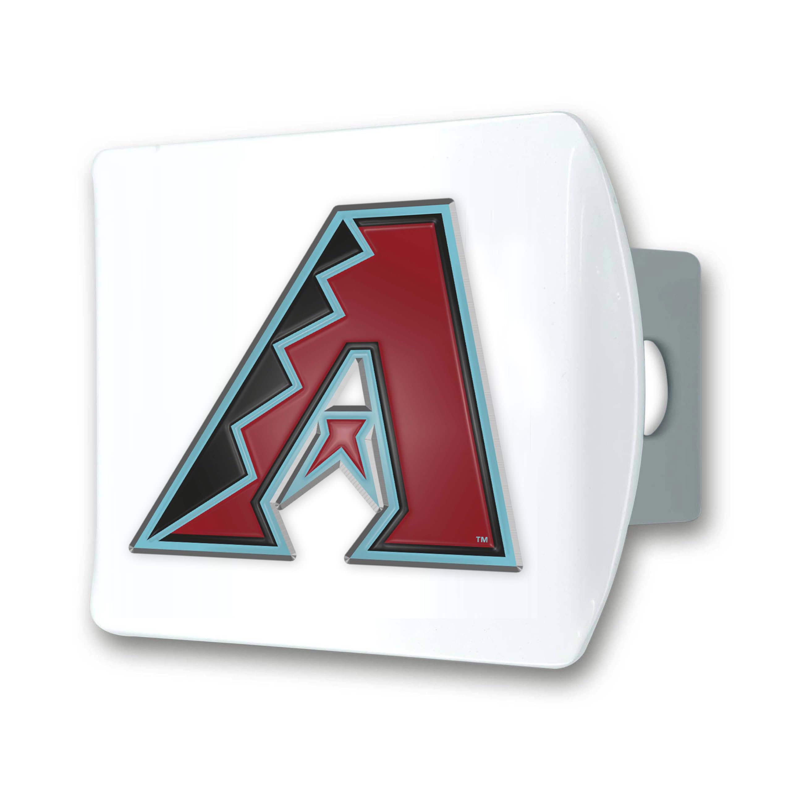 FANMATS 43757 MLB - Arizona Diamondbacks Color Hitch Cover - White with Metal Chrome 3D Logo Emblem - Easy Installation on Truck