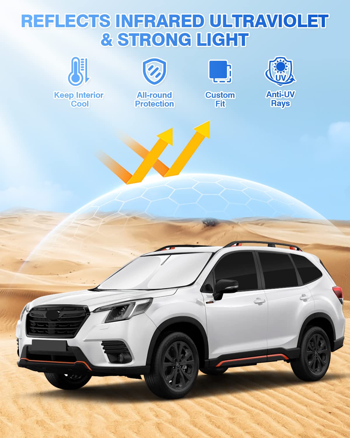 Canvcle Sunshades for 2019-2024 Subaru Forester, Black Polyester Windshield & Window Covers, 8PCS Privacy Protection