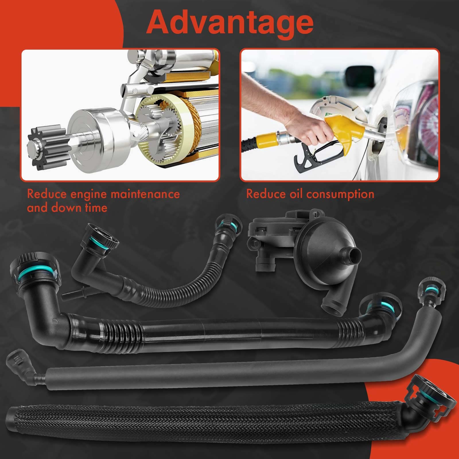 A-Premium Crankcase Vent Valve Hose Kit for BMW E36 E46 E39 E60 - Black, Aluminum/Brass/Alloy Steel, Model 11157532649