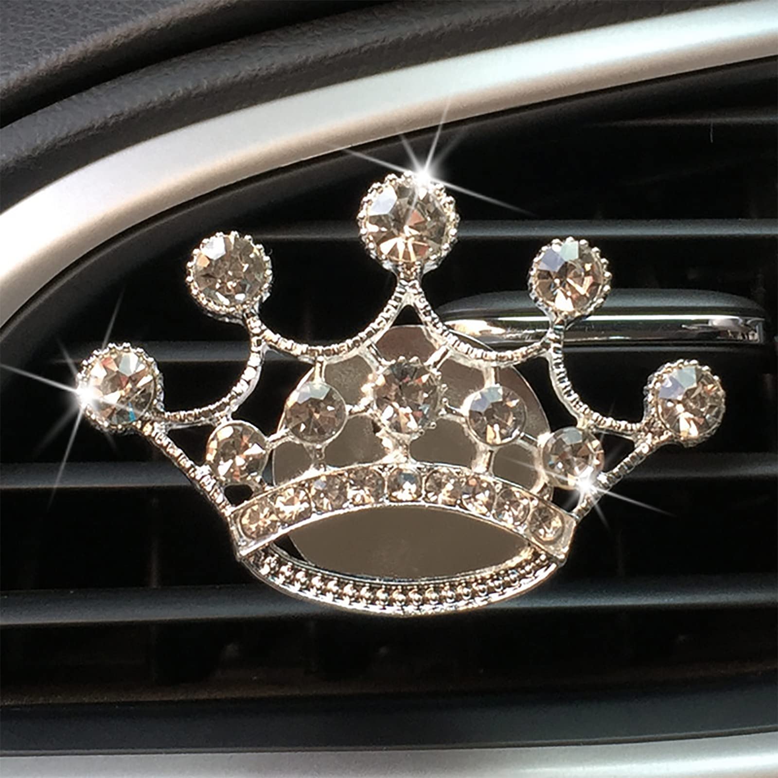 2 Pieces Crystal Crown And Bag Air Vent Clips Rhinestone Car Air Freshener Clip Bling Car Clip Gift Decorations Charm Car Inter