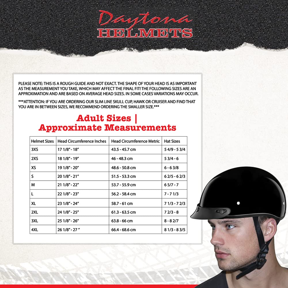 Daytona Helmets Half Skull Cap Motorcycle Helmet - Dot Approved Hi-Gloss Black] L] Wvisor]