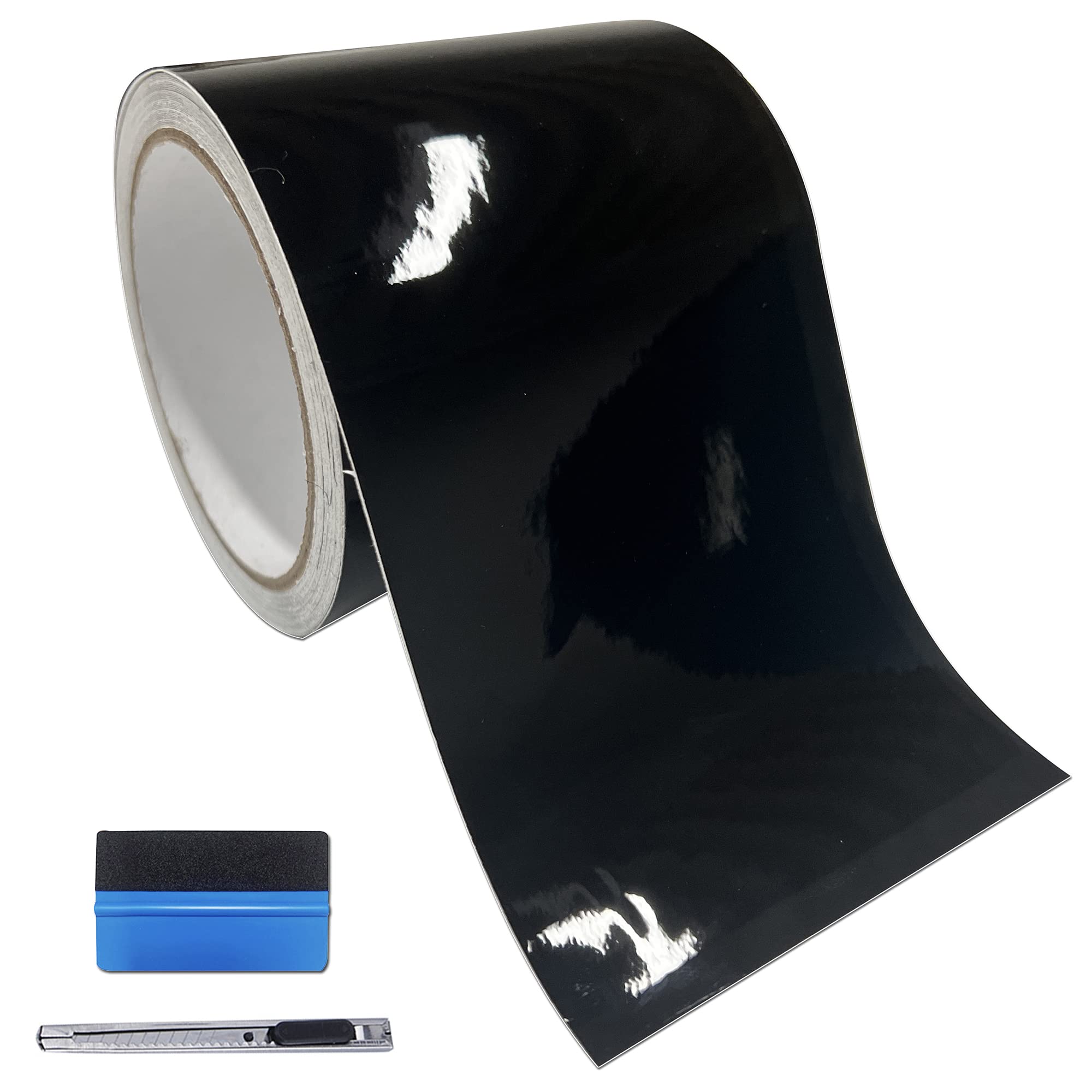 Lzlrun Free Tool Kit High Gloss Vinyl Wrap Kit For Black Out Chrome Delete Window Trim Door Trim (4Inches X 30Feet)
