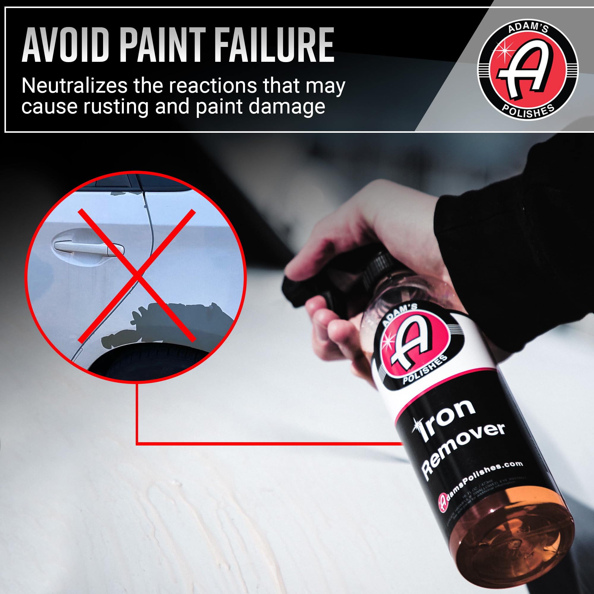 Adam's Iron Remover Spray - 16oz for Car Detailing, Removes Iron Particles, Orange, Model 55001030017