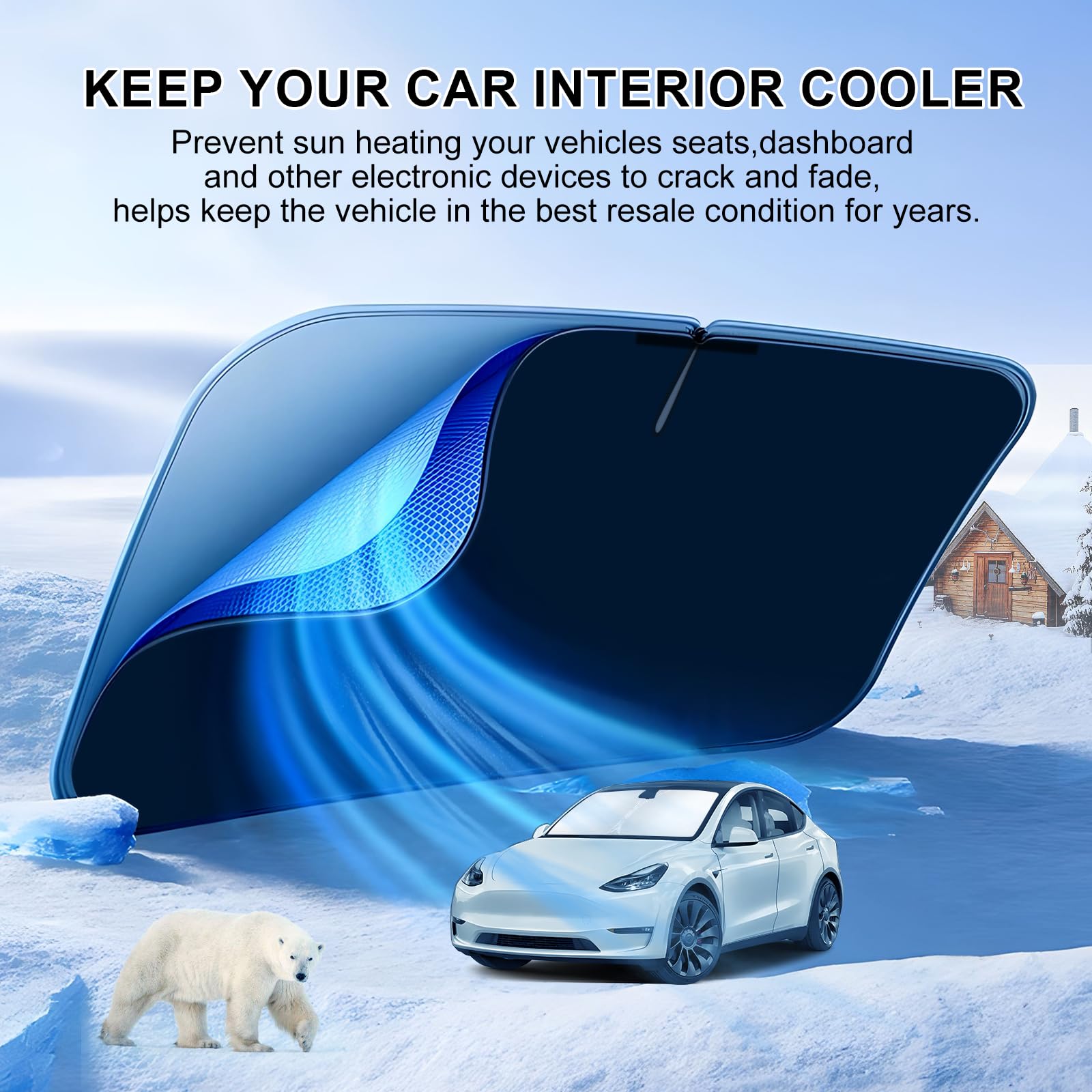 T TGBROS Windshield Sun Shade Custom Fit for 2015-2023 2024 Ford Edge Accessories Foldable Sun Shield Reflective Polyester Sun V