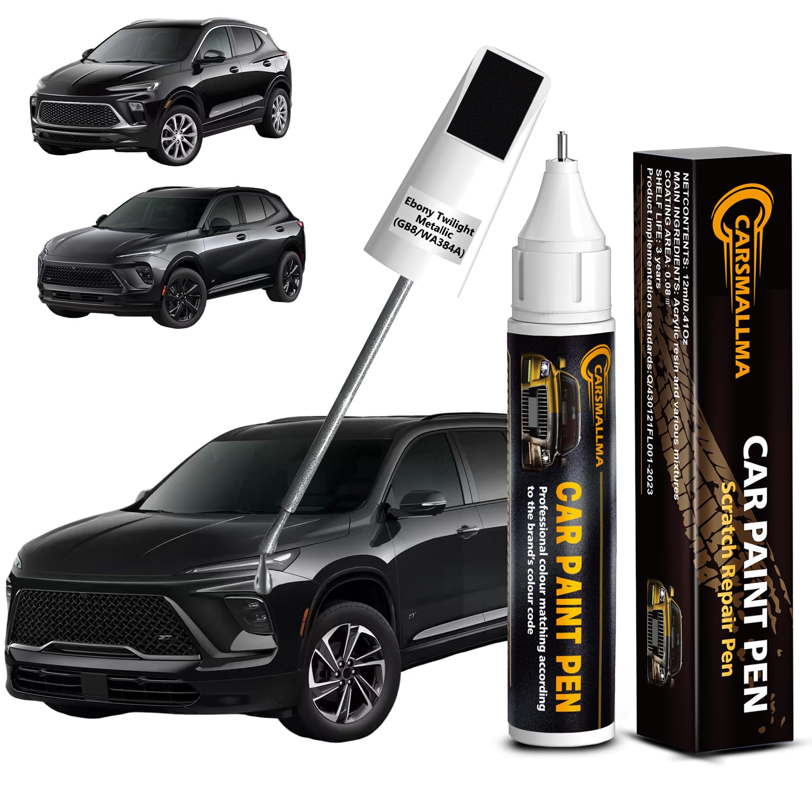 carsmallma Ebony Twilight Metallic(GB8/WA384A) Car Touch Up Paint for Buick, Color Accurate Car Paint Scratch Repair Pen Kit Qui