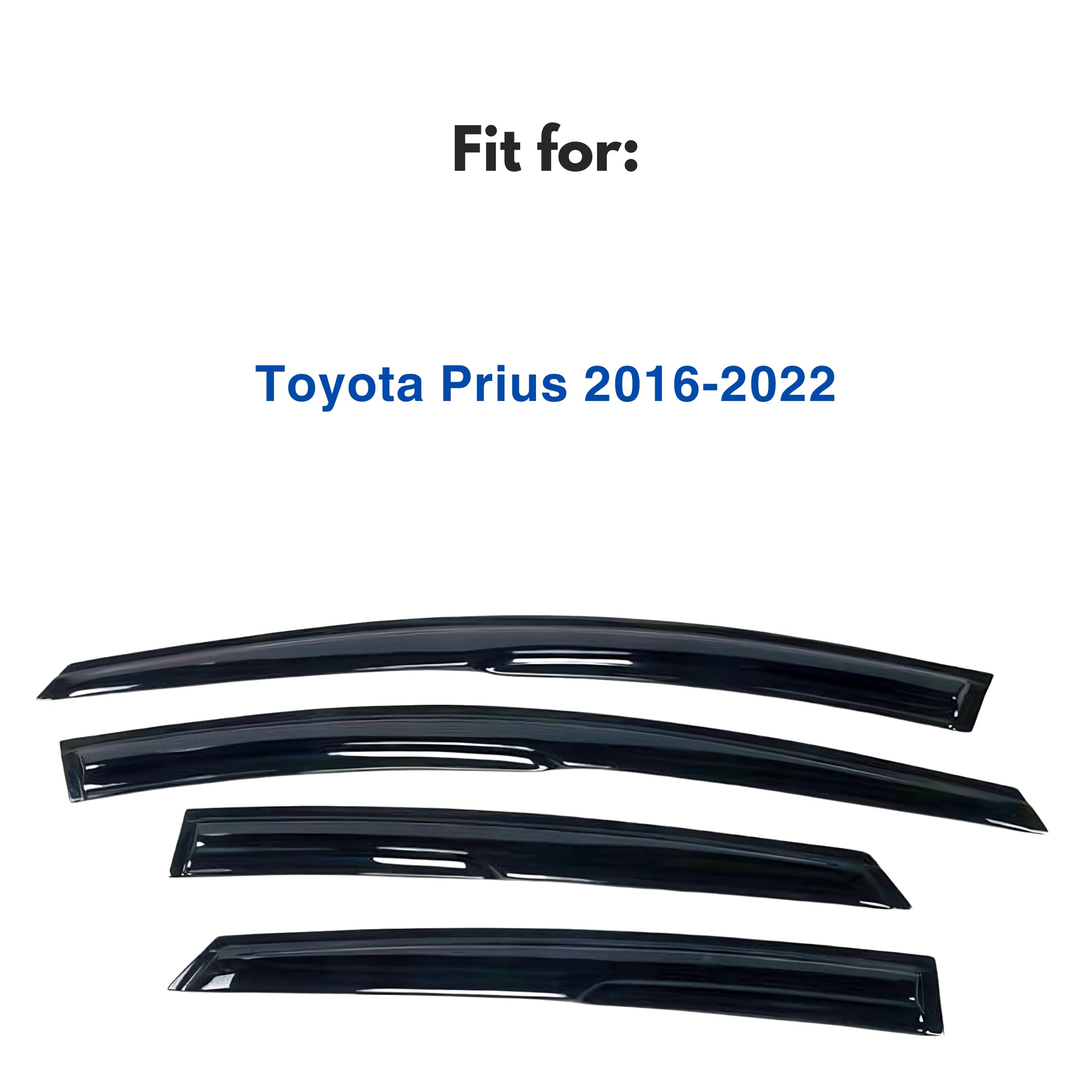 Immortal Group IG Window Visor for 2016-2022 Toyota Prius, Black Acrylic Rain Guard, Mugen Style, Tape-On Deflector