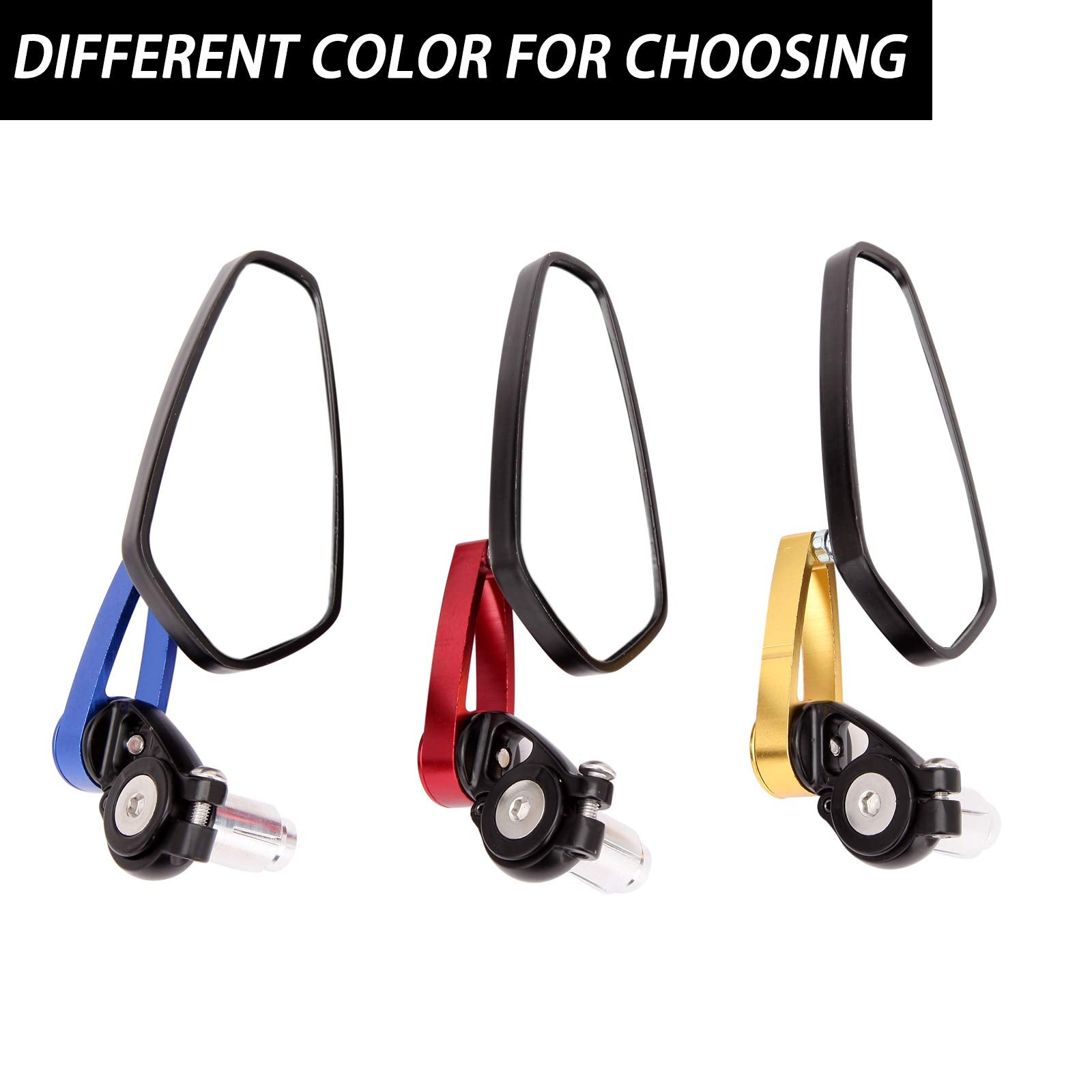 Rich Choices Universal 7/8" Aluminum Bar End Mirrors - Red - Model D-YUECAQP144