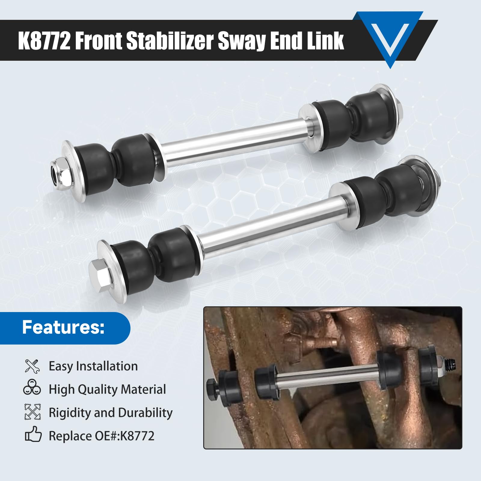 K8772 Sway Bar - Front Stabilizer Bar End Links Compatible With 97-01 Ford F-100 97-02 Ford Expedition 97-04 F-150 97-99 F-250 0
