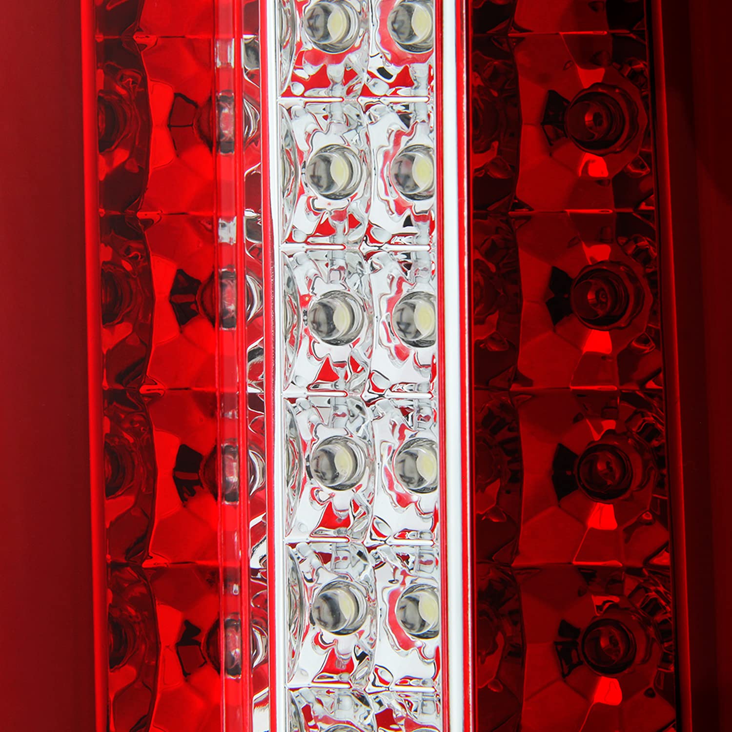 Akkon - Fits 2007 2008 Dodge Ram 1500 2500/2009 3500 Full Led Tube Bar Red Clear Tail Lights Brake Lamp Pair Left+Right