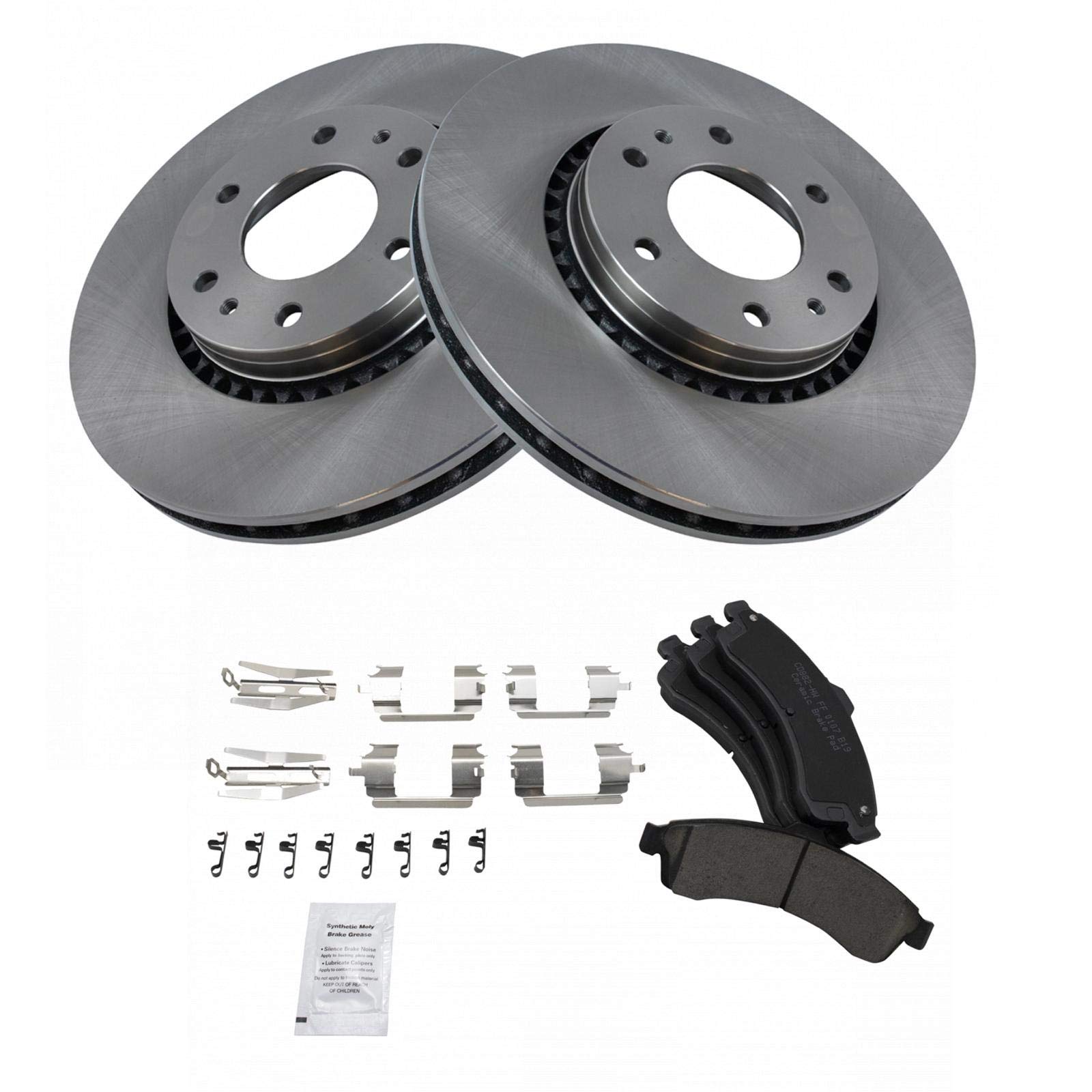 Trq Front Premium Posi Ceramic Pad Rotor & Hardware Kit For Gm Truck Suv