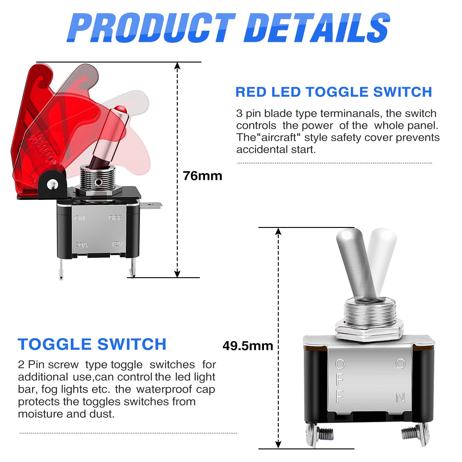 Nilight Ignition Rocker Switch Panel 12V 4 In 1 With Engine Push Button Toggle Switches With Relay Wiring Harness Led For Rv Tru