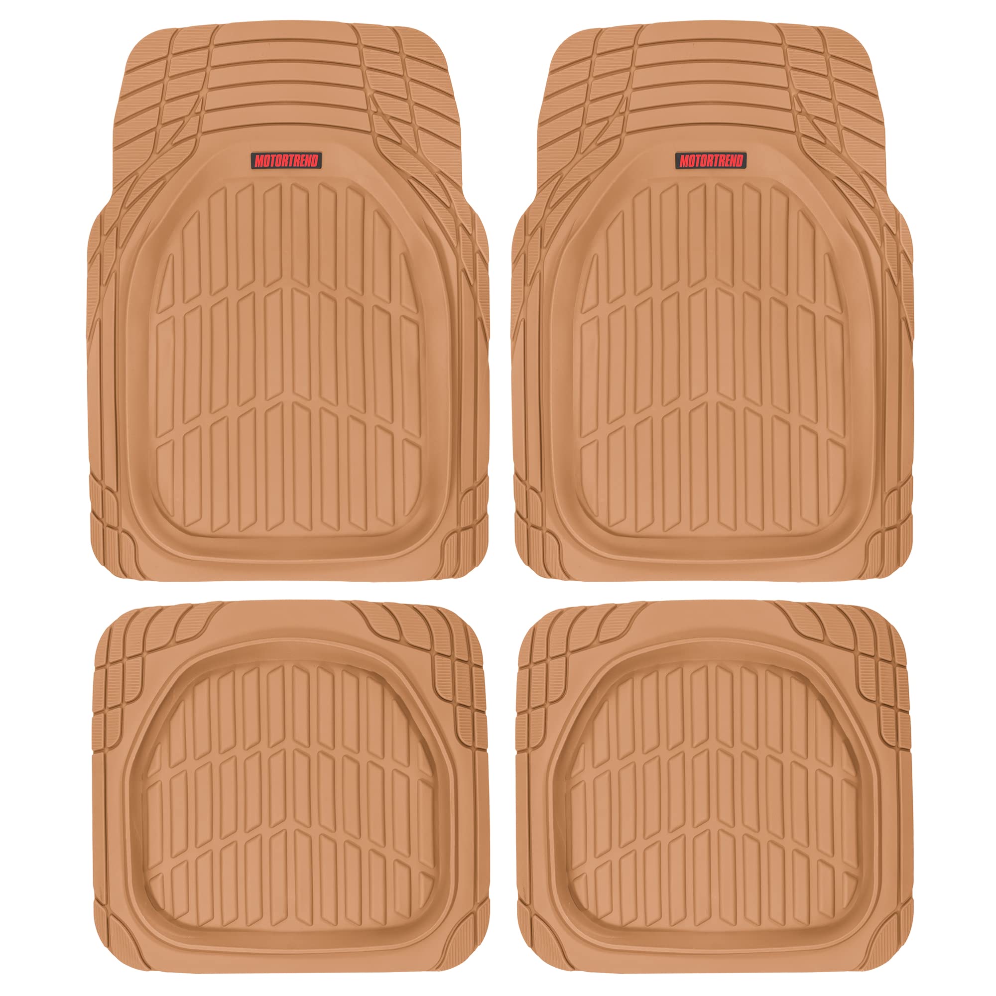 Motor Trend - MT-921-BG Flextough Tortoise - Heavy Duty Rubber Floor Mats for Car SUV Van & Truck - All Weather Protection - Dee