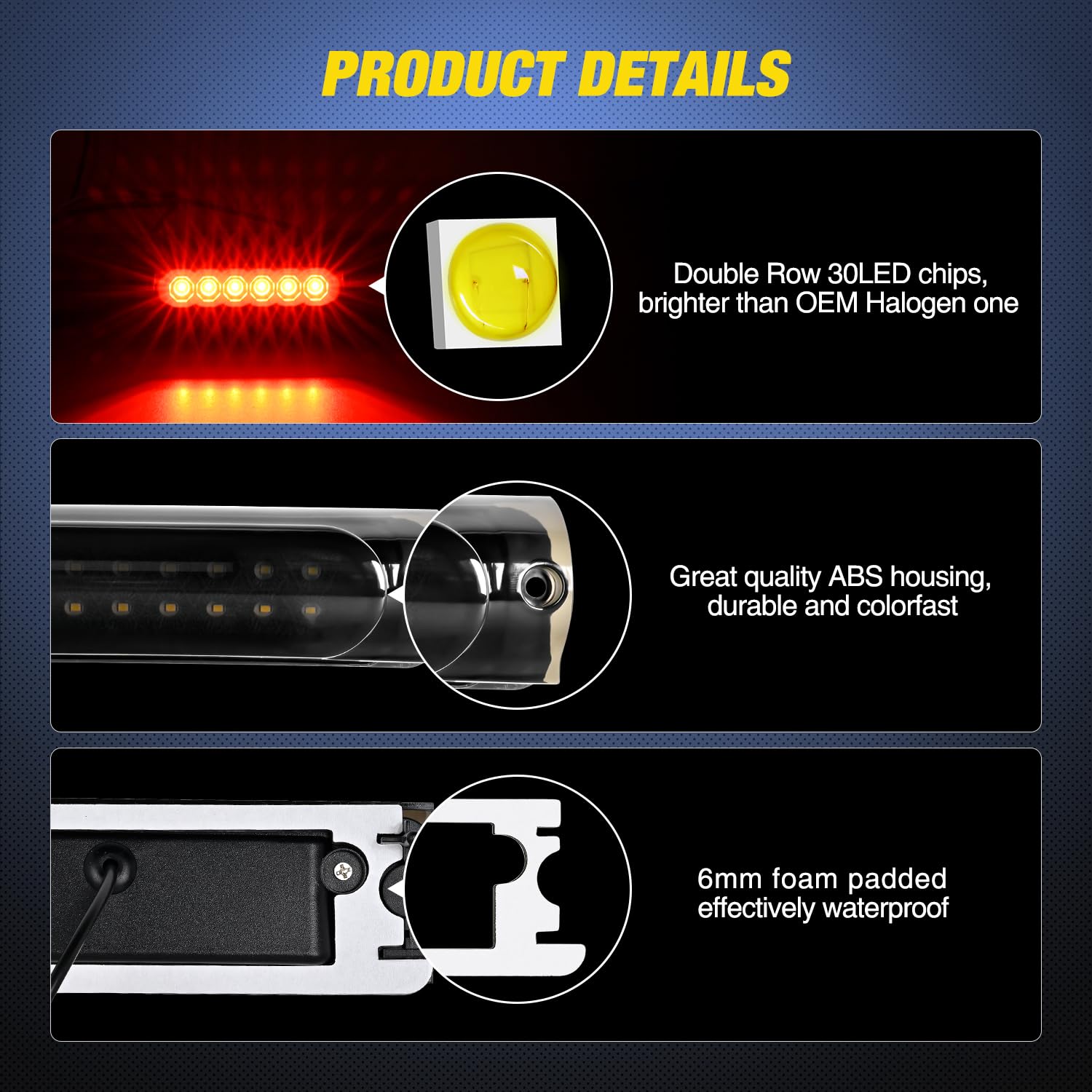 Nilight Third Brake Light Tail High Mount 3Rd Stop Cargo Reverse Lights Smoked Lens Compatible With Ford F150 1997 1998 1999 200