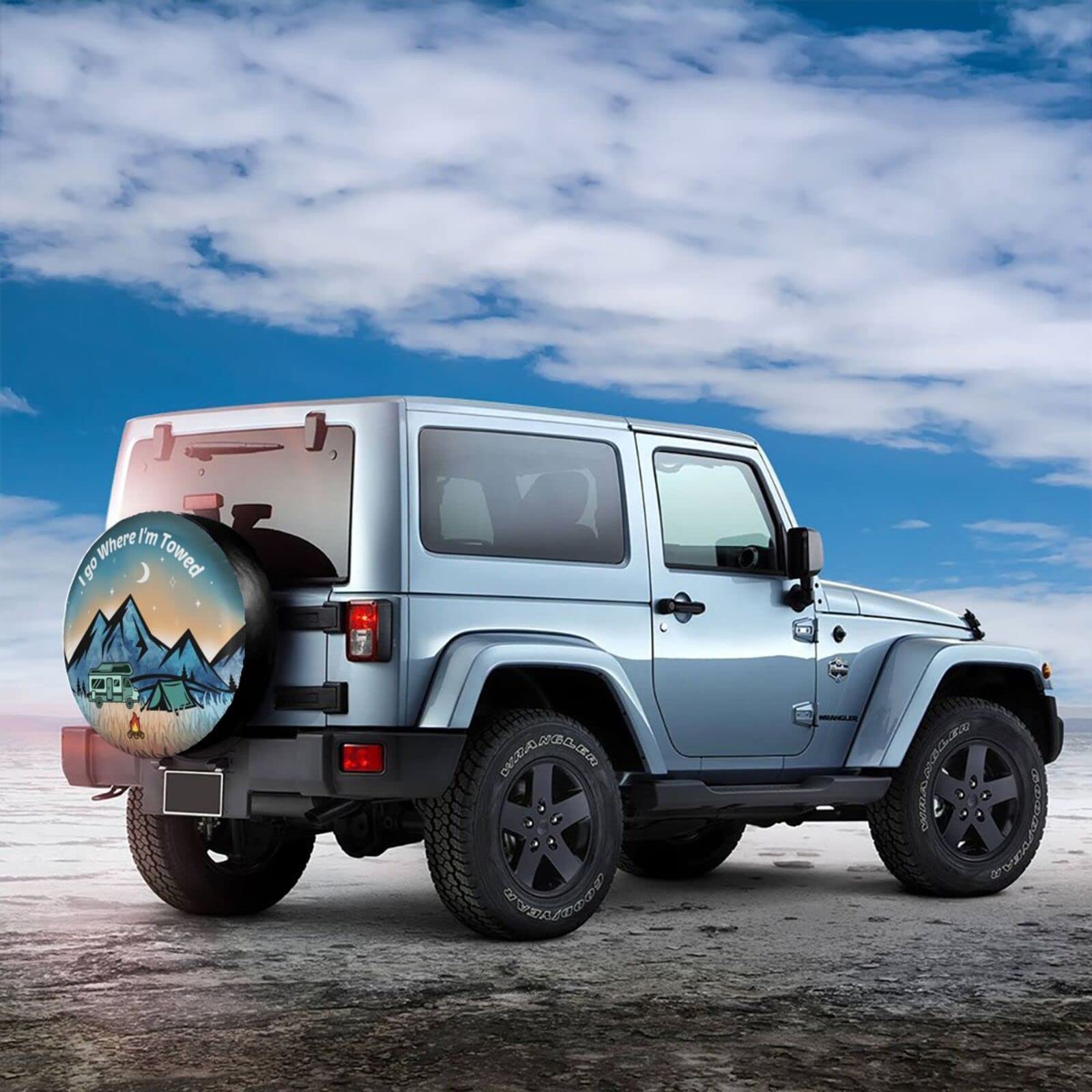 Gwomo I Go Where I'M Towed Spare Tire Cover Weatherproof Wheel Protectors Universal Fit For Trailer Rv Suv Truck Camper Travel Trailer 15