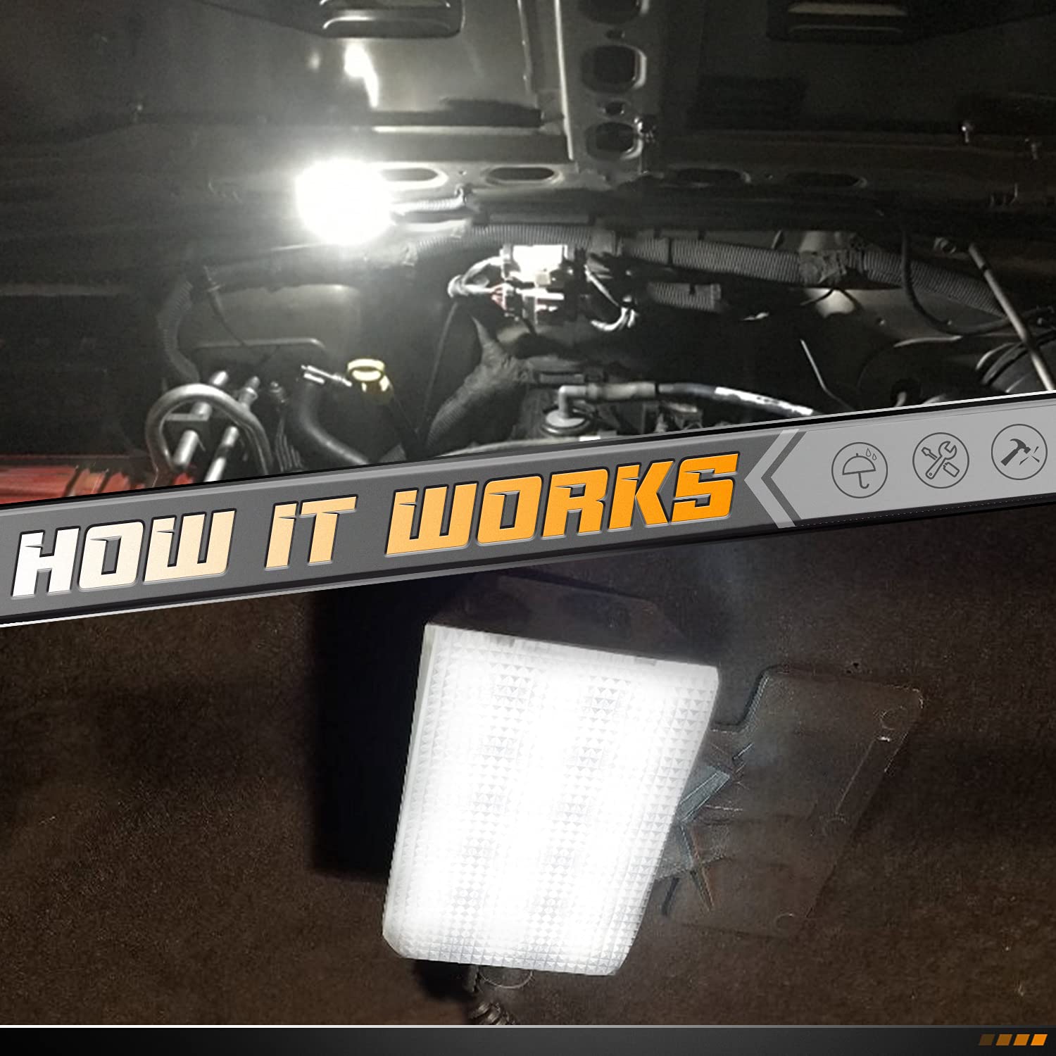 Hercoo Under Hood Lights Assembly Lamp Kit Compatible With Dodge Ram 1500 2500 3500 Dakota Charger, Wrangler Grand Cherokee Conc