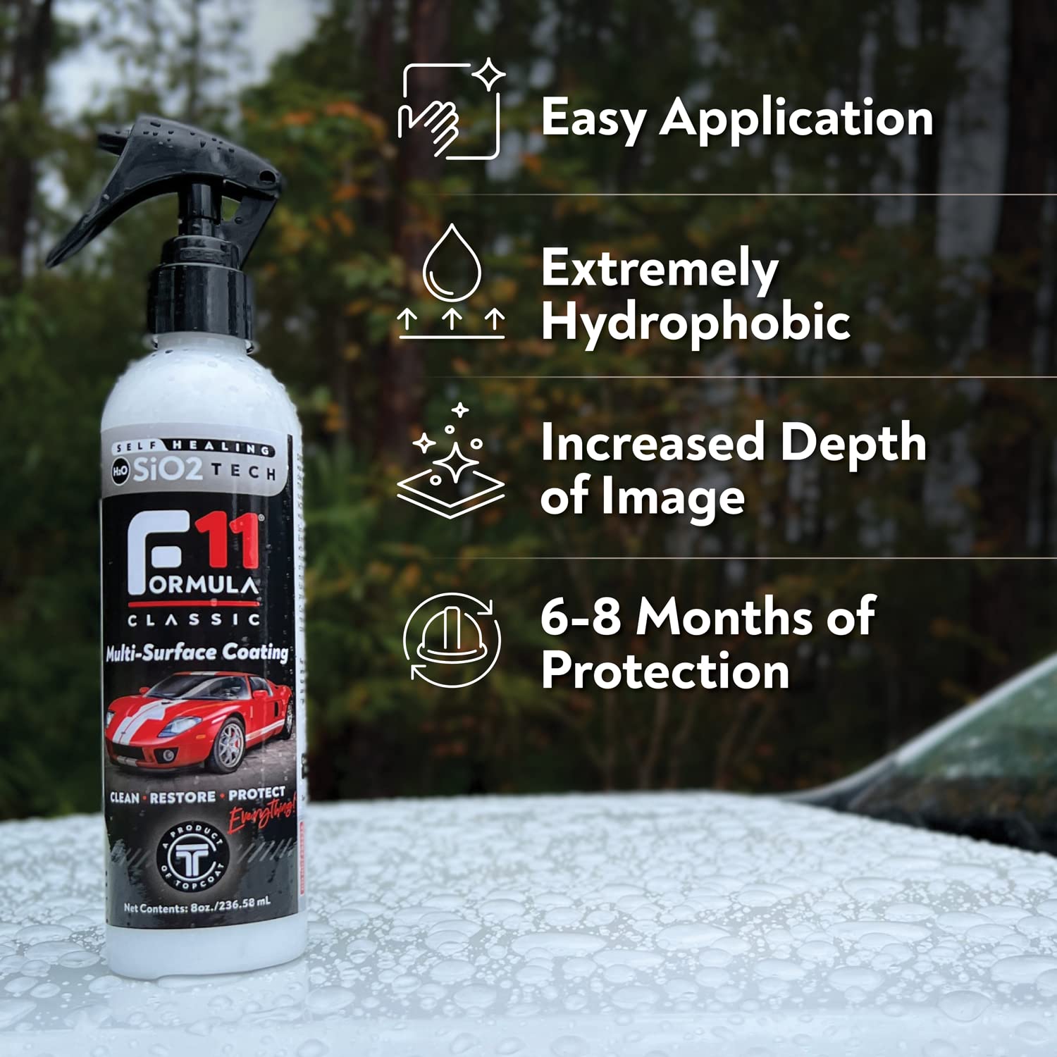 TopCoat F11 Polish & Sealer - Water-Based Ceramic Car Wax - 16 oz Spray Bottle for Cars, Motorcycles, RVs