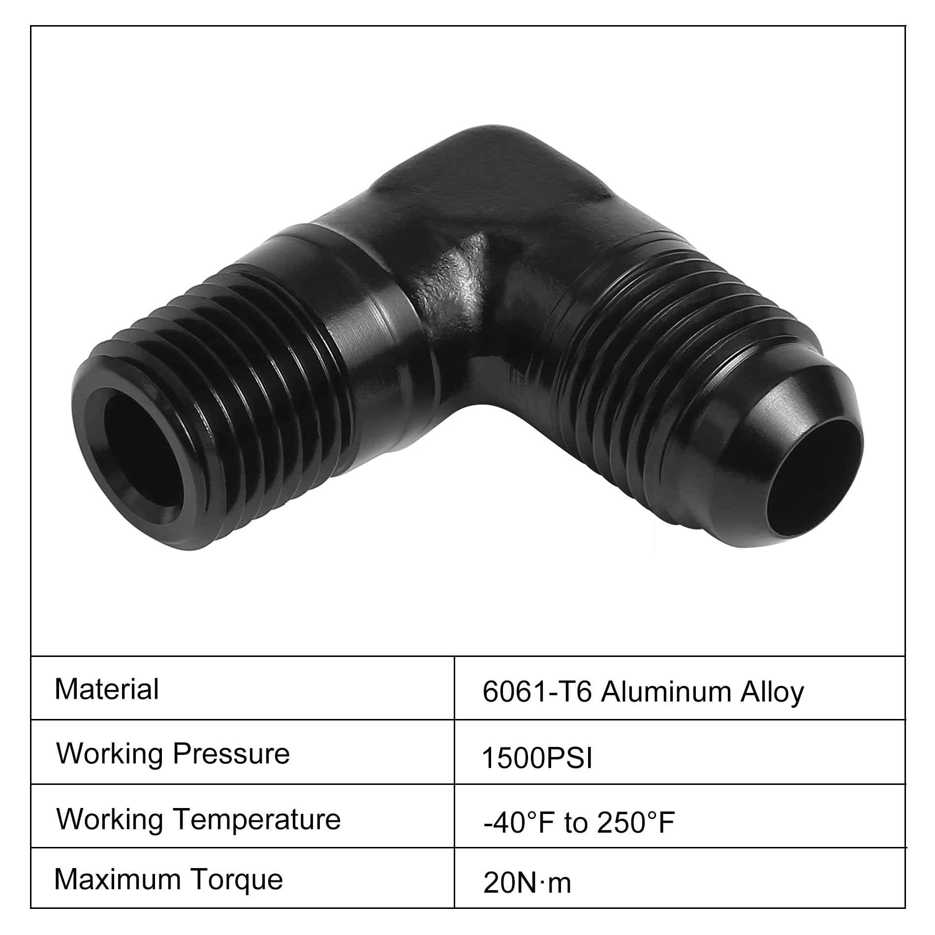 Evil Energy 6An To 1/4'' Npt Male 90 Degree Fitting Adapter Aluminum