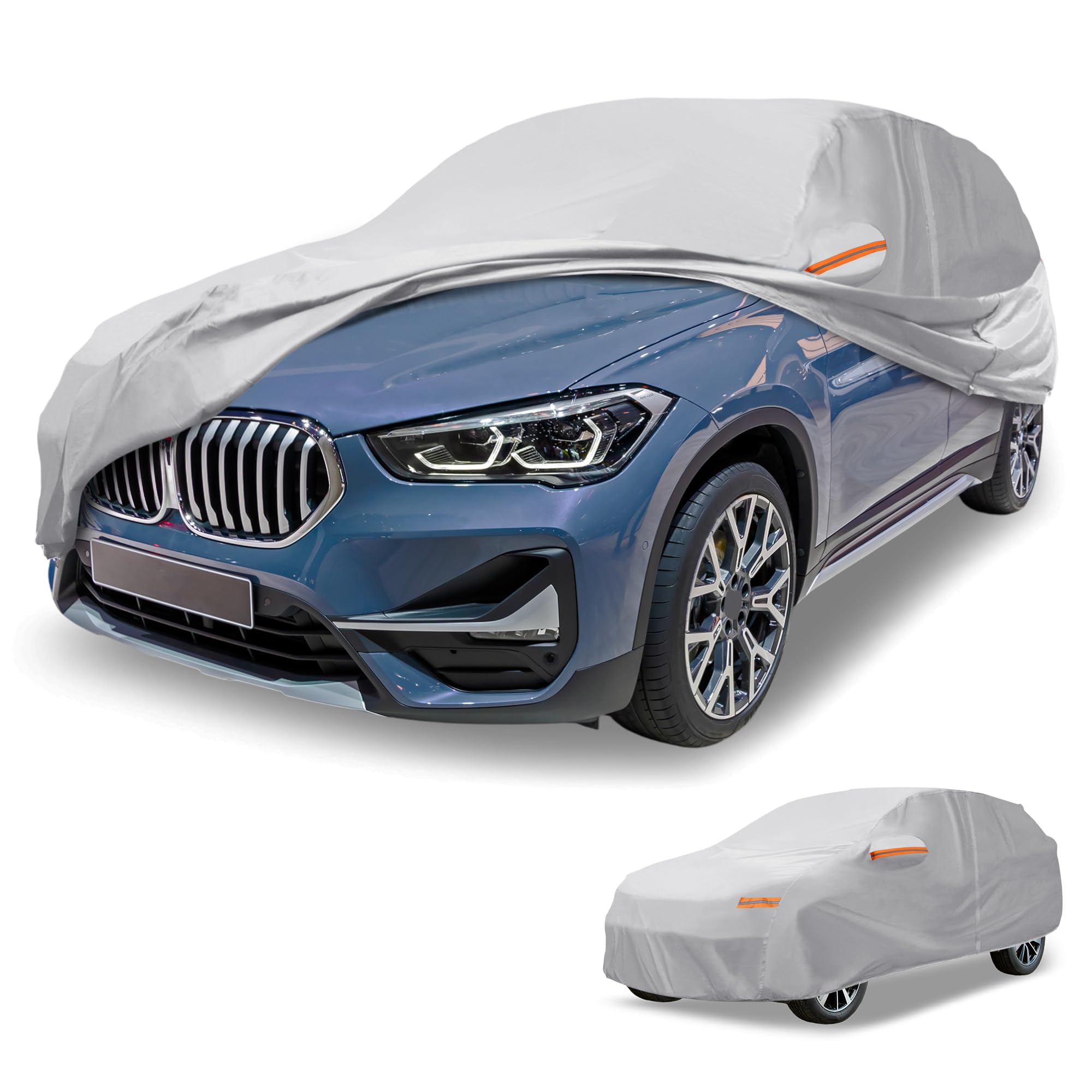 Partuto Universal Car Cover Waterproof All Weather 190T-PU, UV Sun Rain Protection, Fits for SUV Length Up to 181'', with Left S