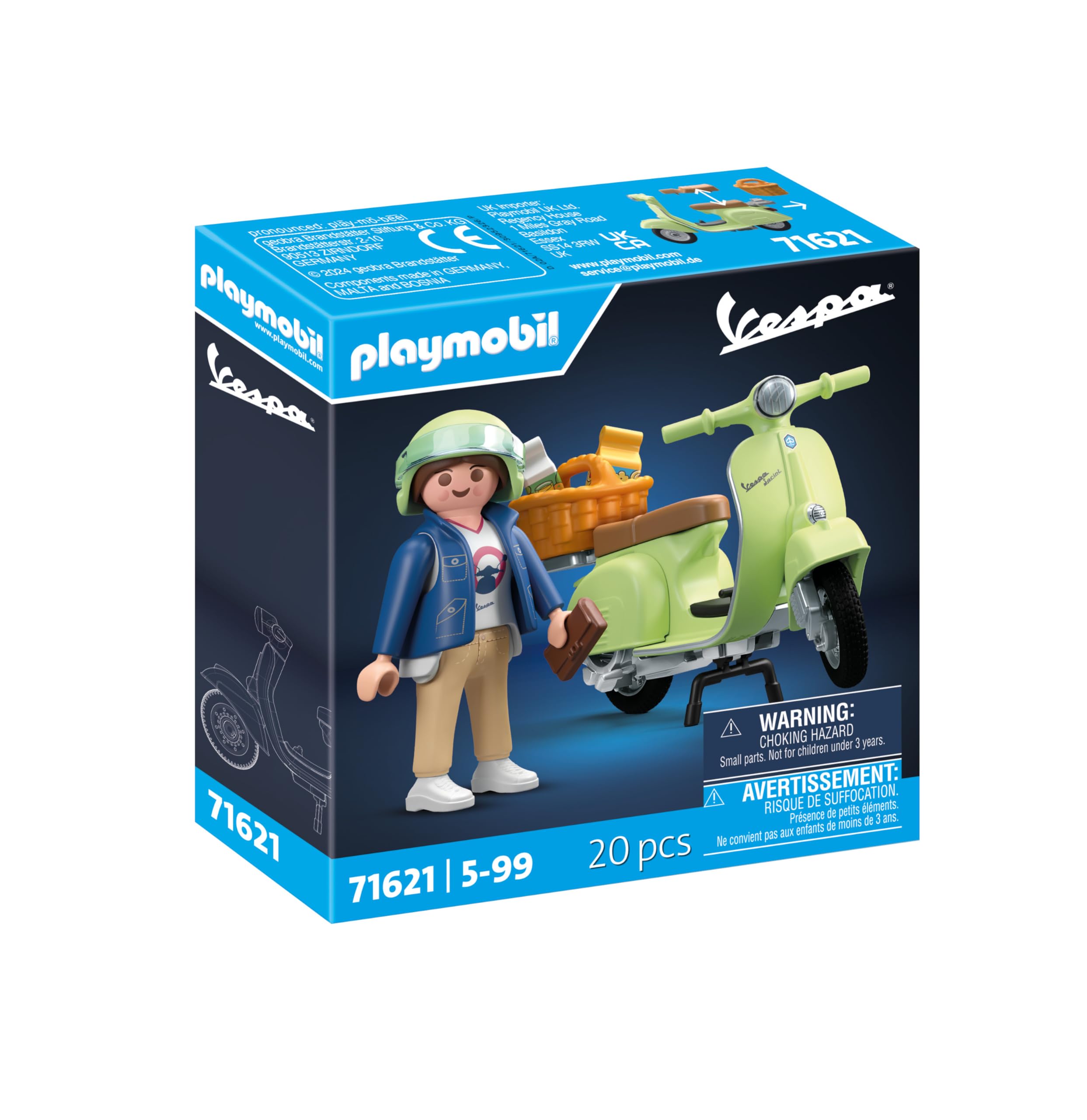 PLAYMOBIL 1969 Vespa 150 Sprint Veloce Model 71622, Light Green, Multi-coloured, Plastic, Includes Accessories for Collectors