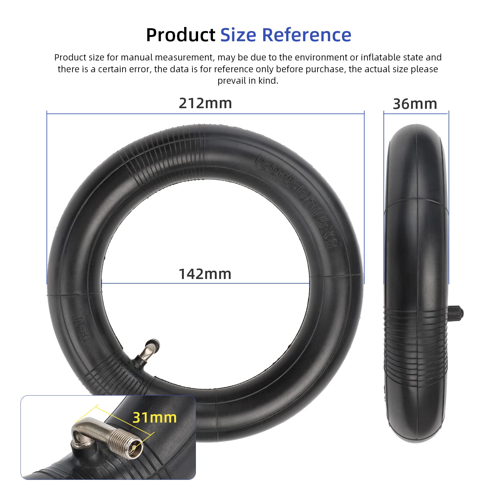 ulip 8.5" Inner Tube (2 Pack) with 90° Valve Stem for DUALTRON Mini Scooters - Black, Aluminum, Medium Size