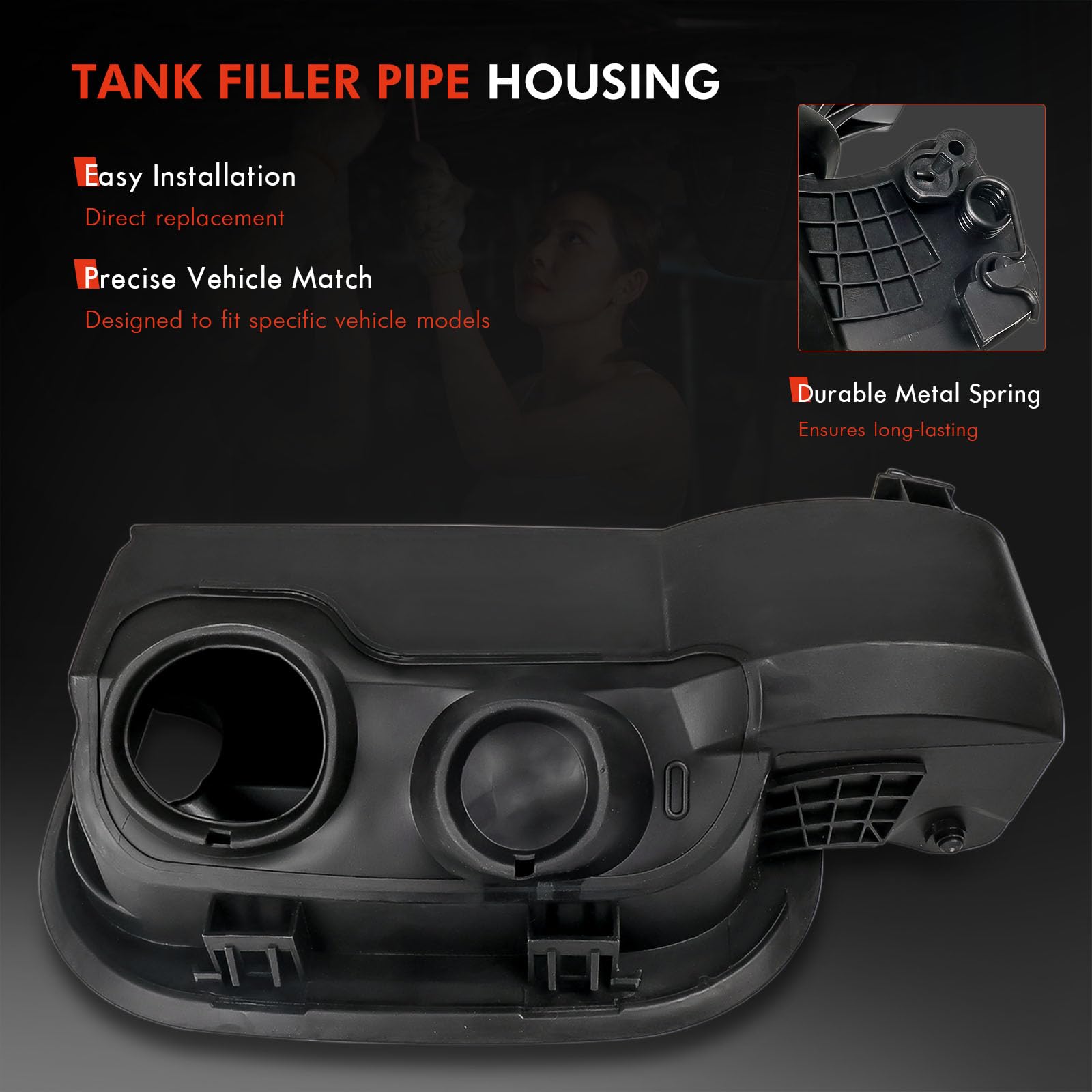 Daposhac Fuel Tank Filler Pipe Housing for Chevy Silverado 1500 2019-2025, 6.6 FT, Black, Includes Gas Cap Fuel Door Assembly
