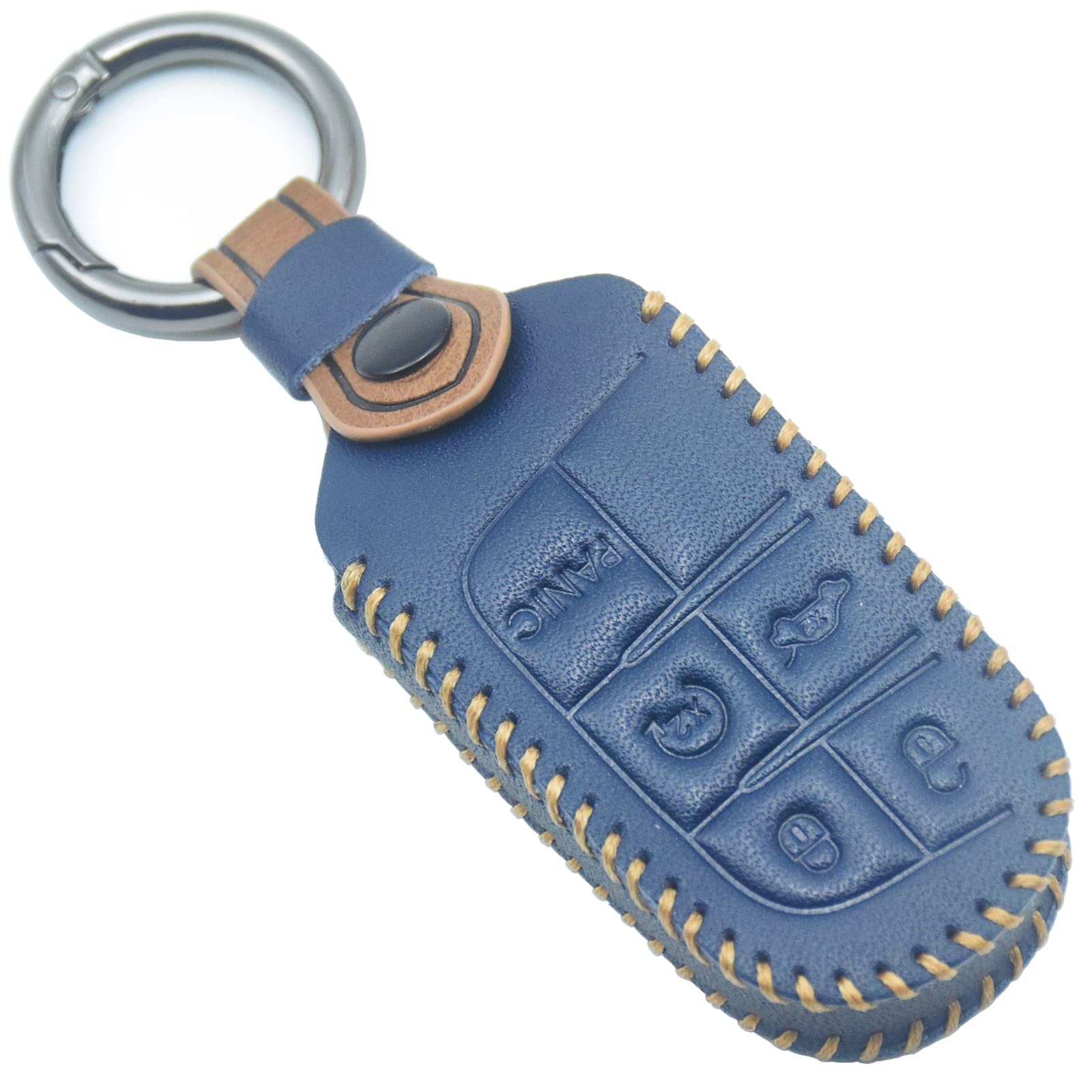 Yubomt For Jeep Key Fob Cover,Genuine Leather Key Case For Jeep Grand Cherokee Chrysler 200 300C Renegade Compass Dodge Journey