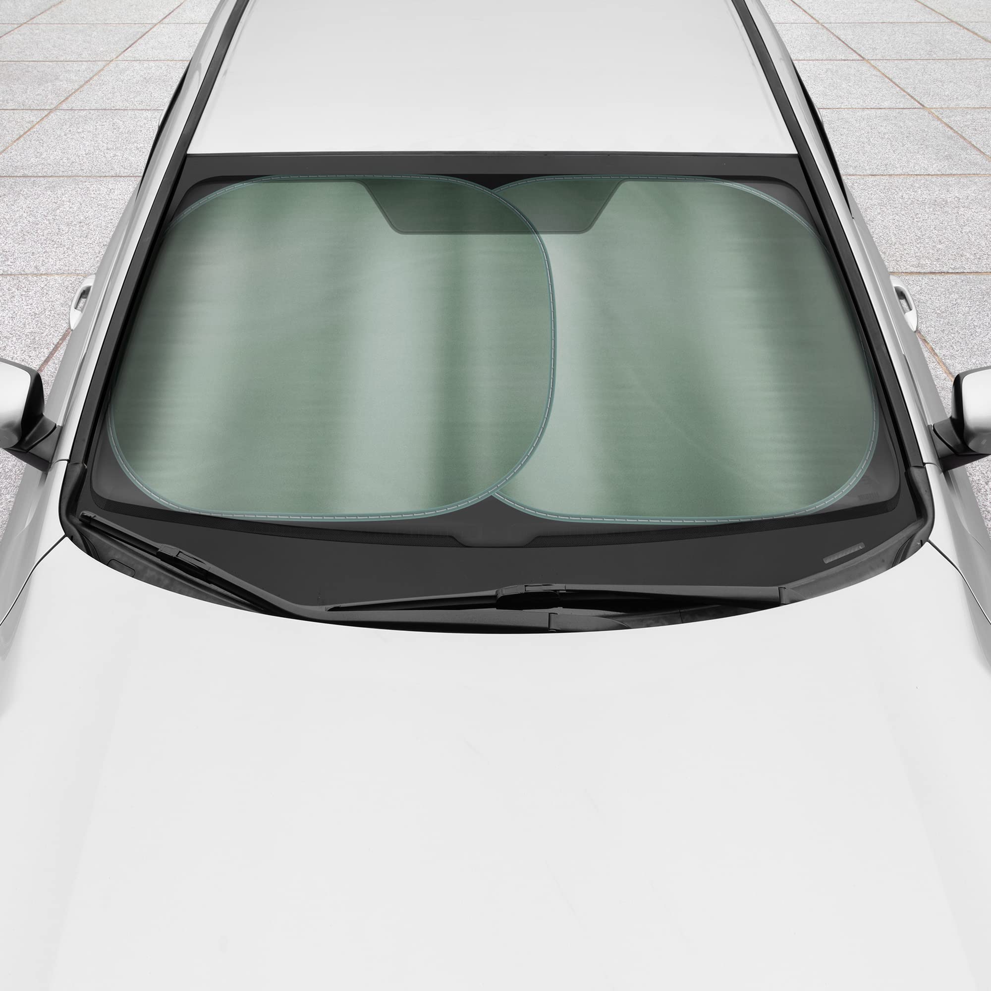 Bdk 2Pc Charcoal Gray Car Windshield Sun Shade - Sun Visor & Sunshade For Car Windshield - Uv Rays Interior Protection - Easy Se