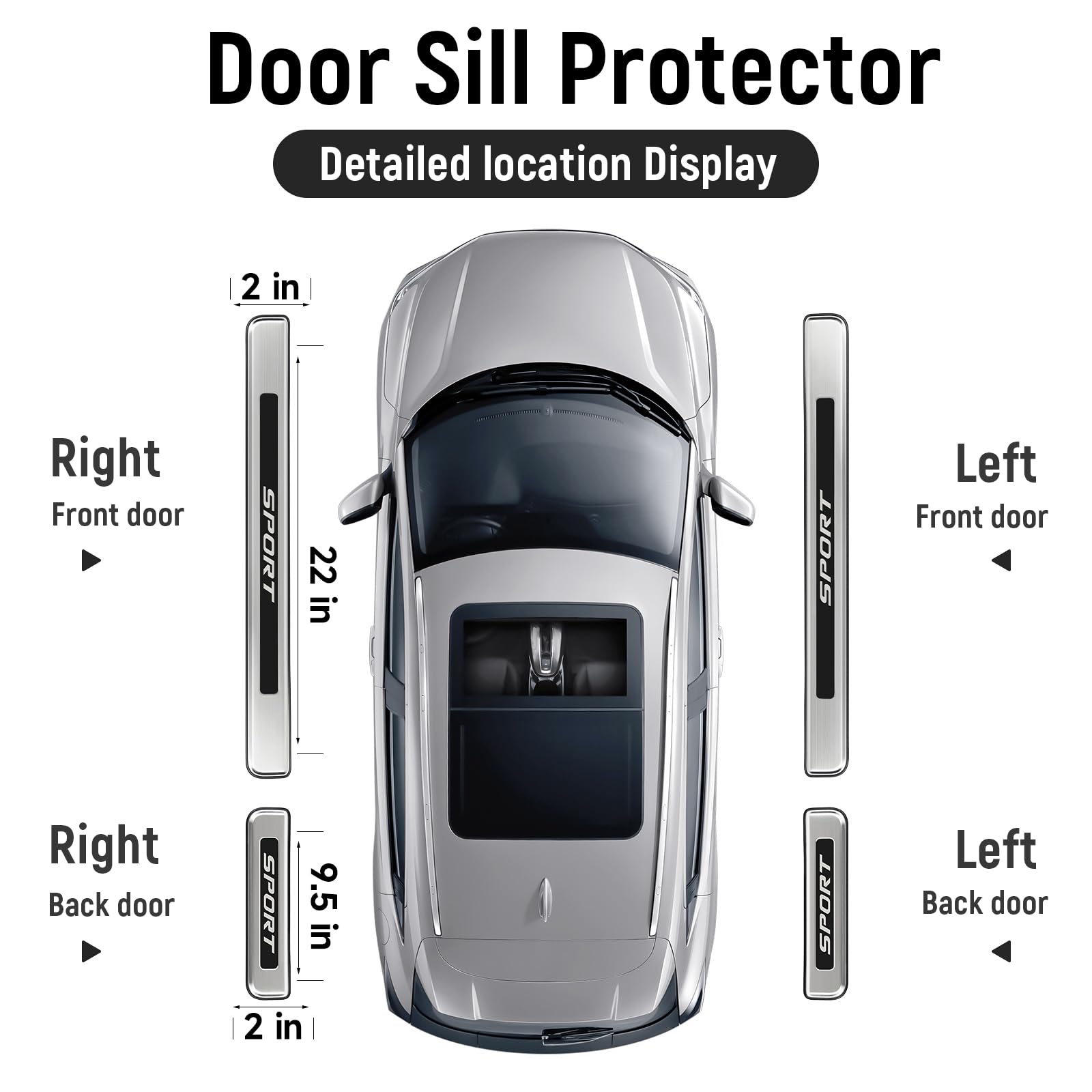Bercicci 4PCS Door Sill Protector for Honda Pilot 2003-2025 Accessories Stainless Steel Automotive Front and Rear Door Entry Gua