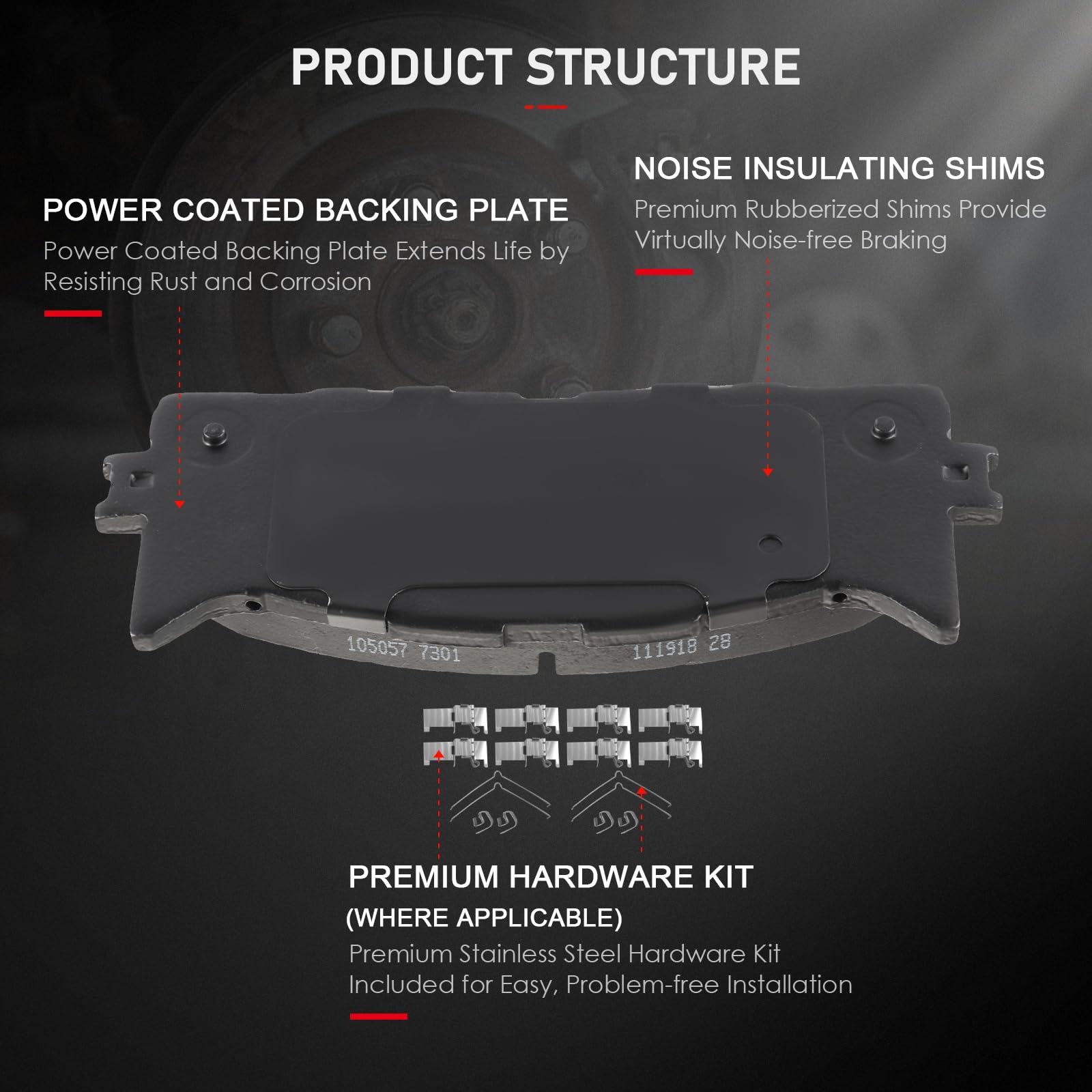Cciyu D1293 D1212 Front & Rear Ceramic Disc Brake Pads Kit For Lexus Es350 2007-2018,For Toyota Avalon 2008-2018,For Toyota For