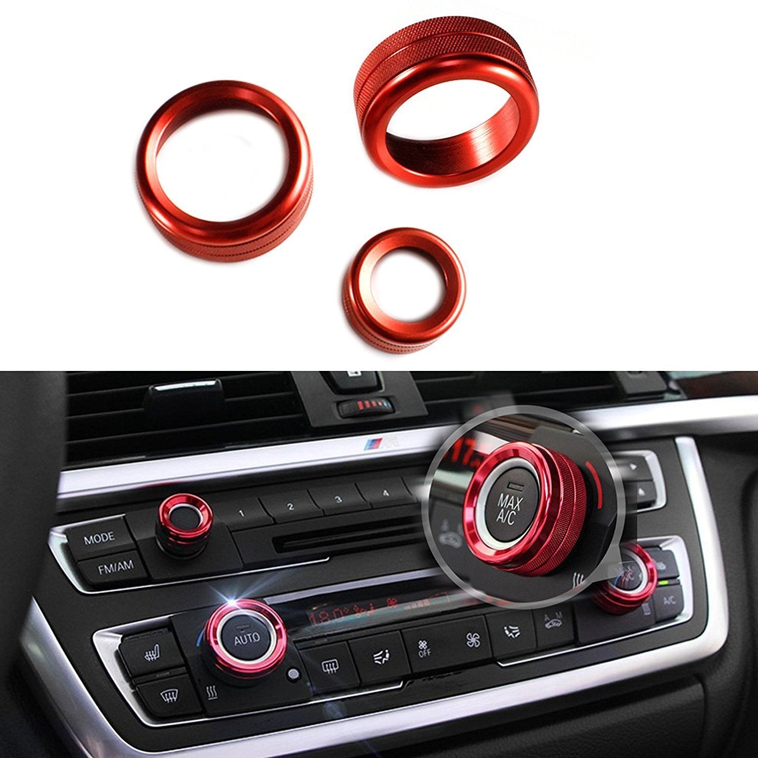 Xotic Tech Center Console Ac Climate Control Radio Volume Knob Ring Covers Compatible With Bmw 1 2 3 3Gt 4 Series F20 F22 F30 F3