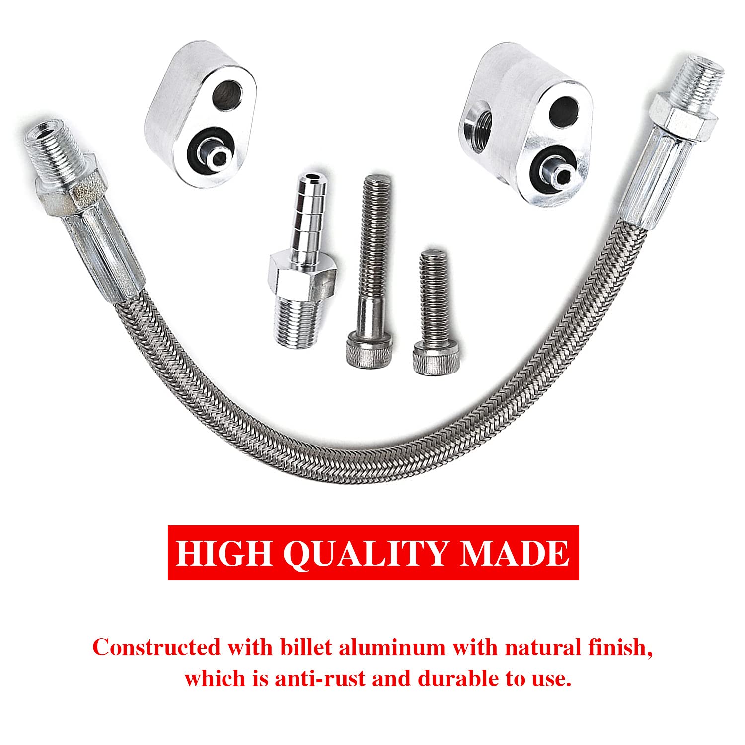 RJSPHH LS Steam Port & Coolant Crossover Kit, Aluminum, Compatible with GM LS Series Engines, Silver, Model 717664963328